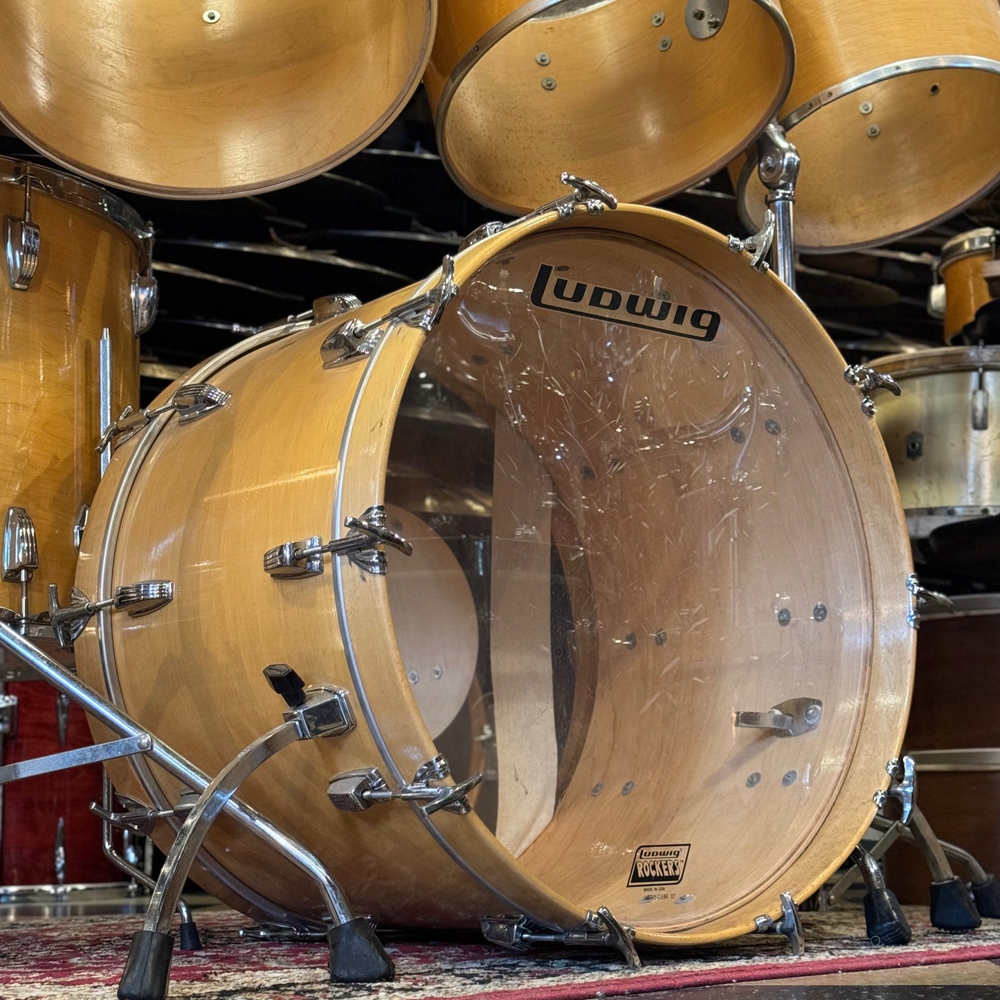 VINTAGE 1970's Ludwig Concert Tom kit in Natural Thermogloss - 14x22, 9x13, 10x14, 12x15, 14x16, 16x18