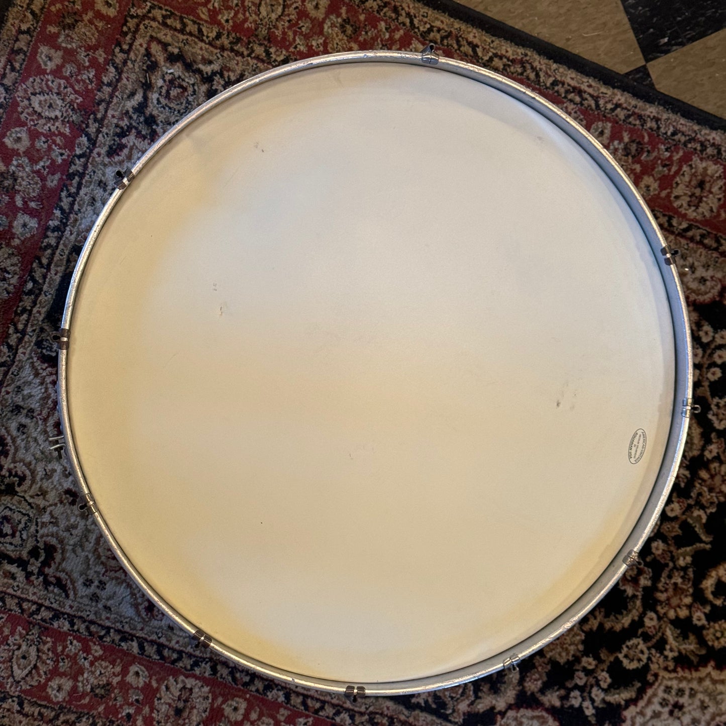 VINTAGE 1950's Unknown Maker 14x28 Aluminum Bass Drum in Tribal Paint