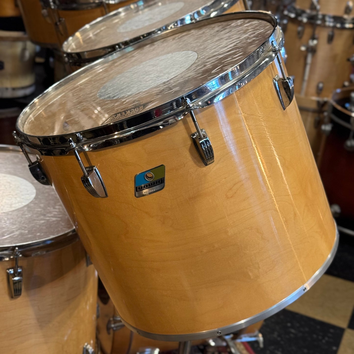 VINTAGE 1970's Ludwig Concert Tom kit in Natural Thermogloss - 14x22, 9x13, 10x14, 12x15, 14x16, 16x18