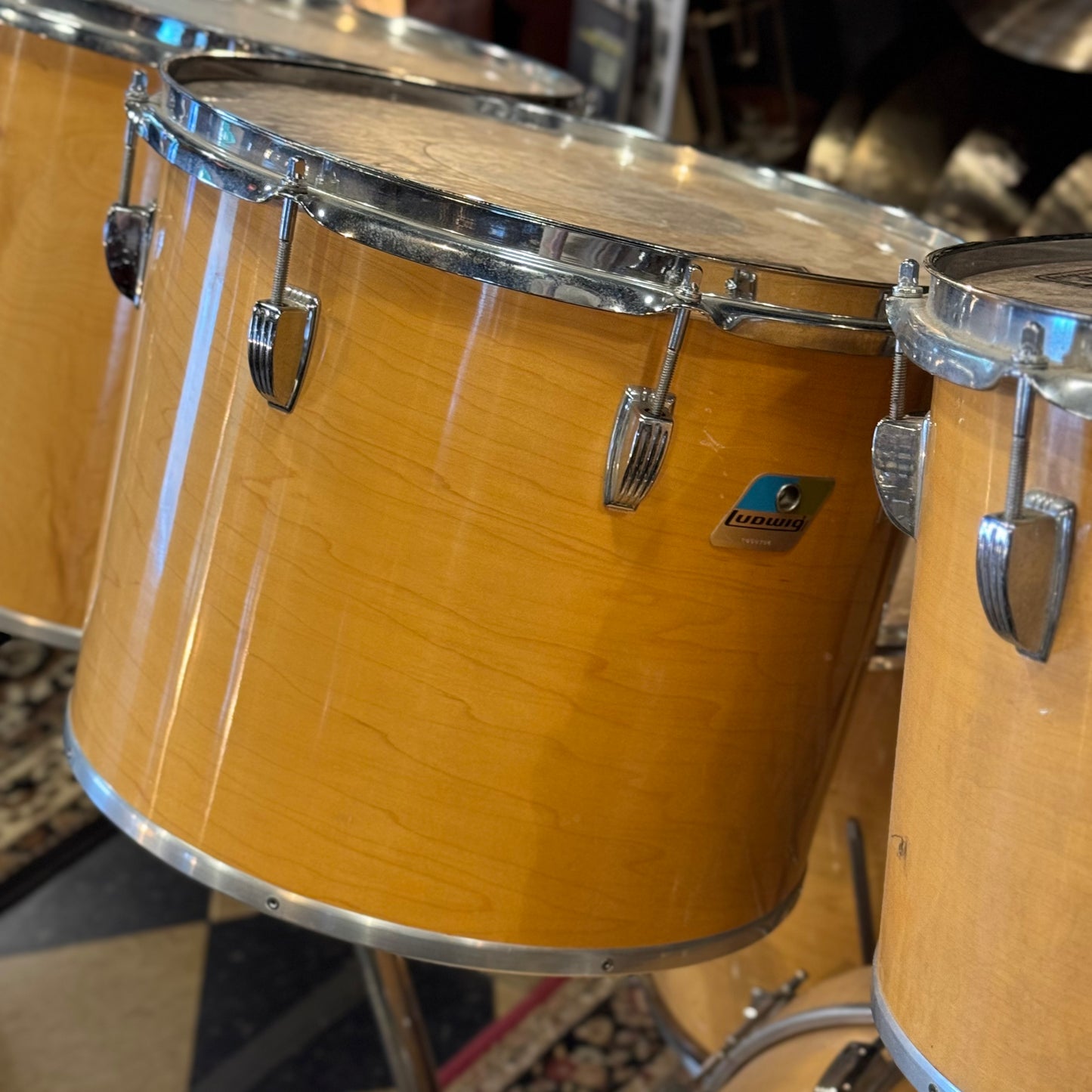 VINTAGE 1970's Ludwig Concert Tom kit in Natural Thermogloss - 14x22, 9x13, 10x14, 12x15, 14x16, 16x18