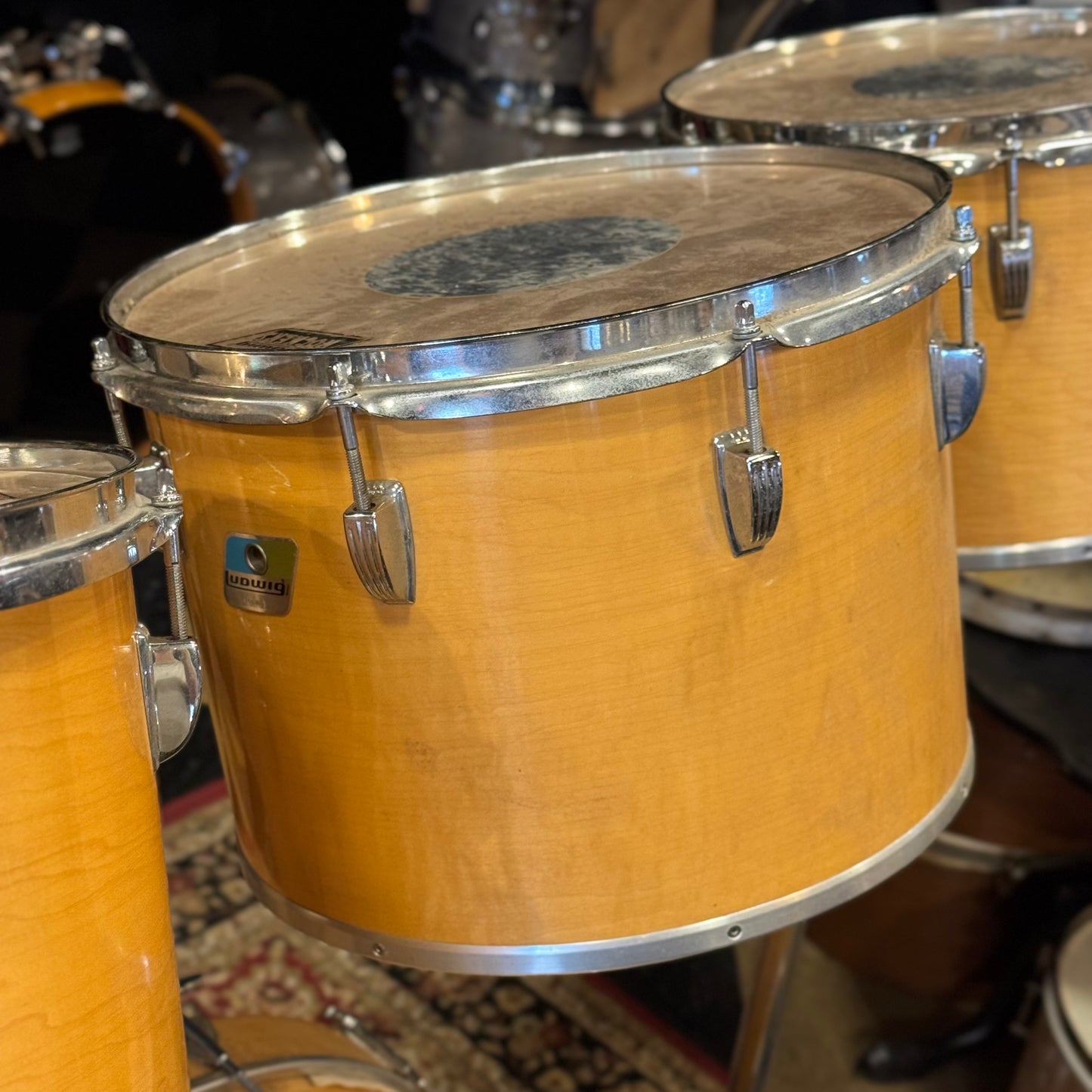 VINTAGE 1970's Ludwig Concert Tom kit in Natural Thermogloss - 14x22, 9x13, 10x14, 12x15, 14x16, 16x18