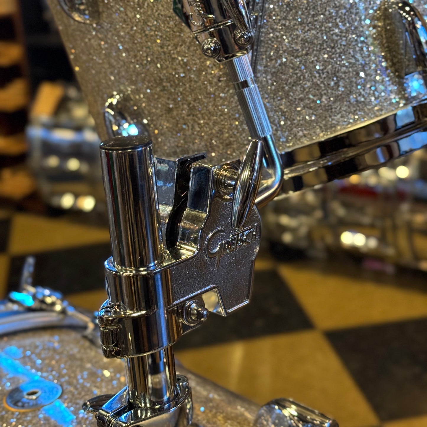 NEW Gretsch USA Custom Drum Set in Silver Glass Glitter - 14x18, 8x12, 14x14