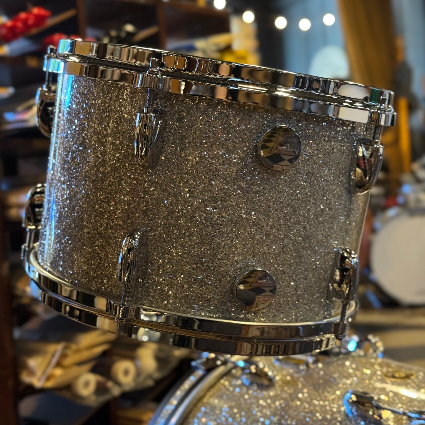 NEW Gretsch USA Custom Drum Set in Silver Glass Glitter - 14x18, 8x12, 14x14