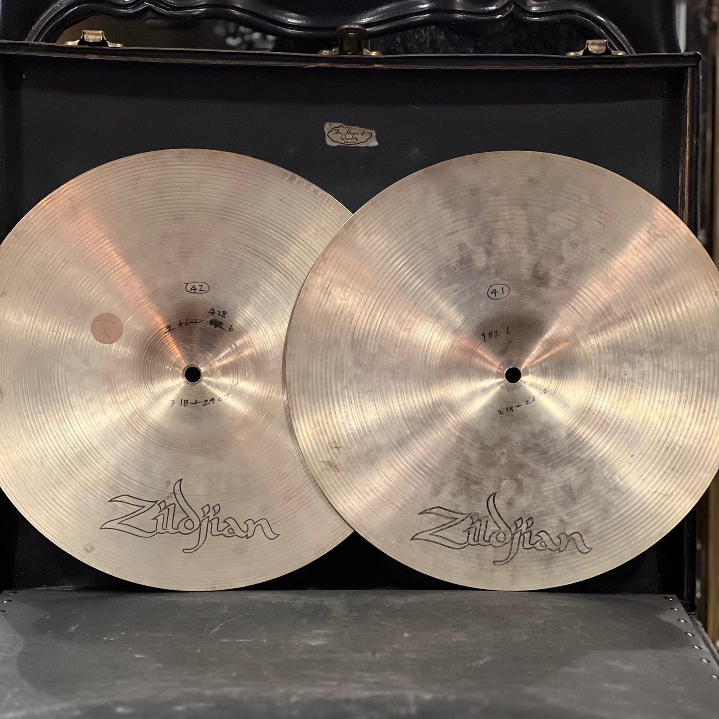 VINTAGE 1970's A. Zildjian 15" New Beat Hollow Logo Hi-Hat Cymbals - 1364/1524