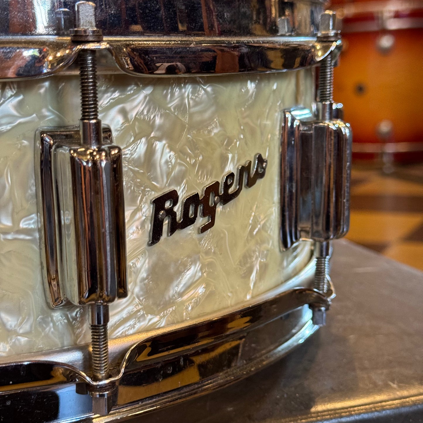 VINTAGE 1960's Cleveland Era 5x14 Wood Dynasonic in White Marine Pearl