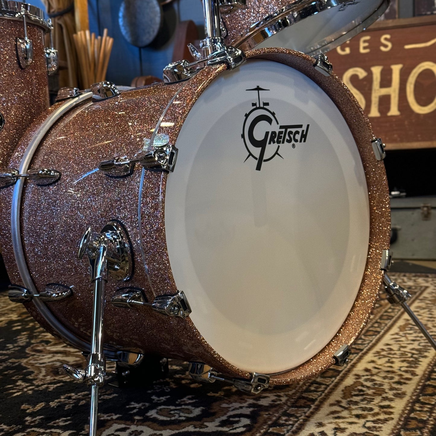 NEW Gretsch Renown 3pc Bop Outfit in Champagne Sparkle Lacquer - 14x18, 8x12, 14x14