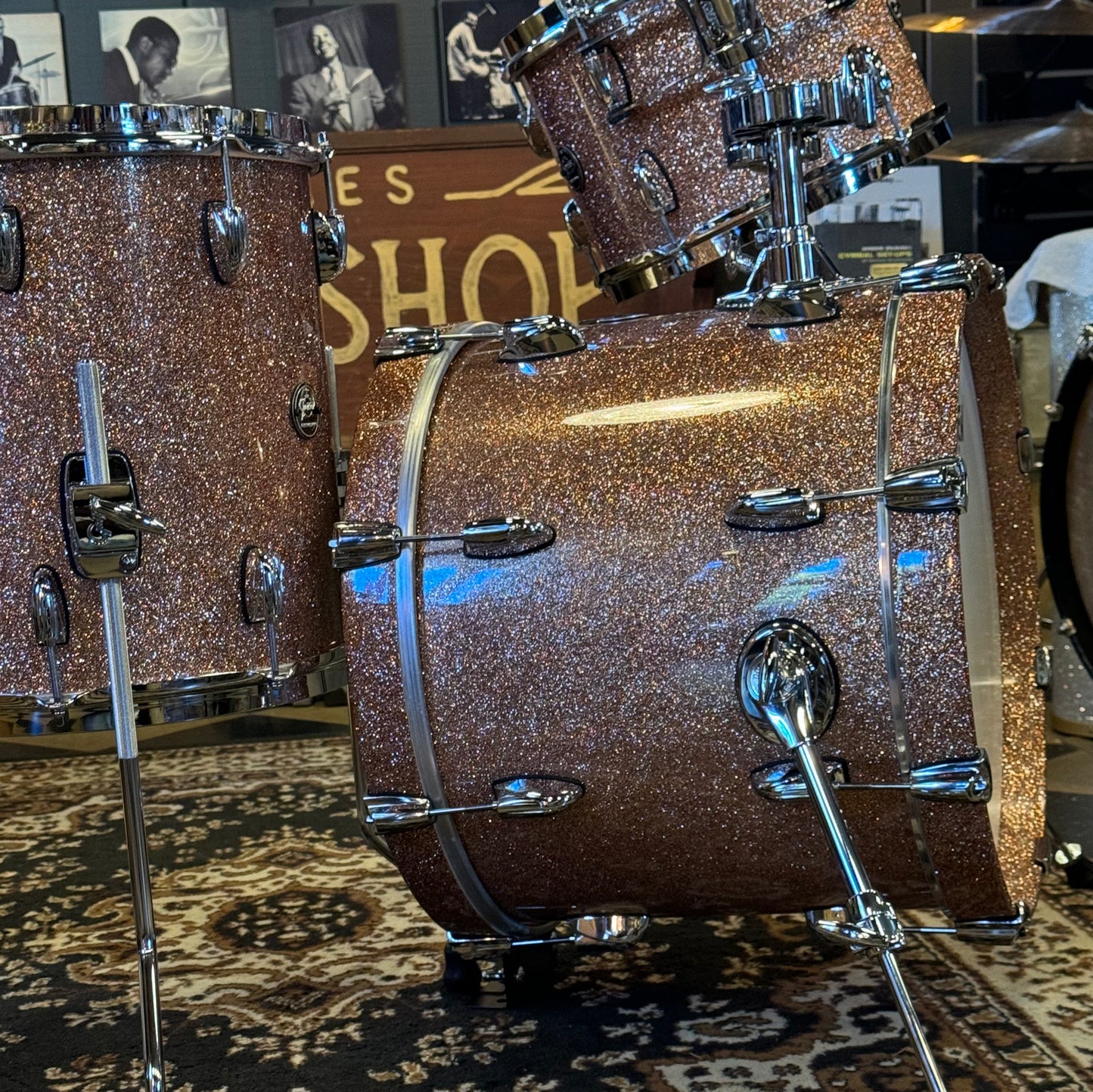NEW Gretsch Renown 3pc Bop Outfit in Champagne Sparkle Lacquer - 14x18, 8x12, 14x14