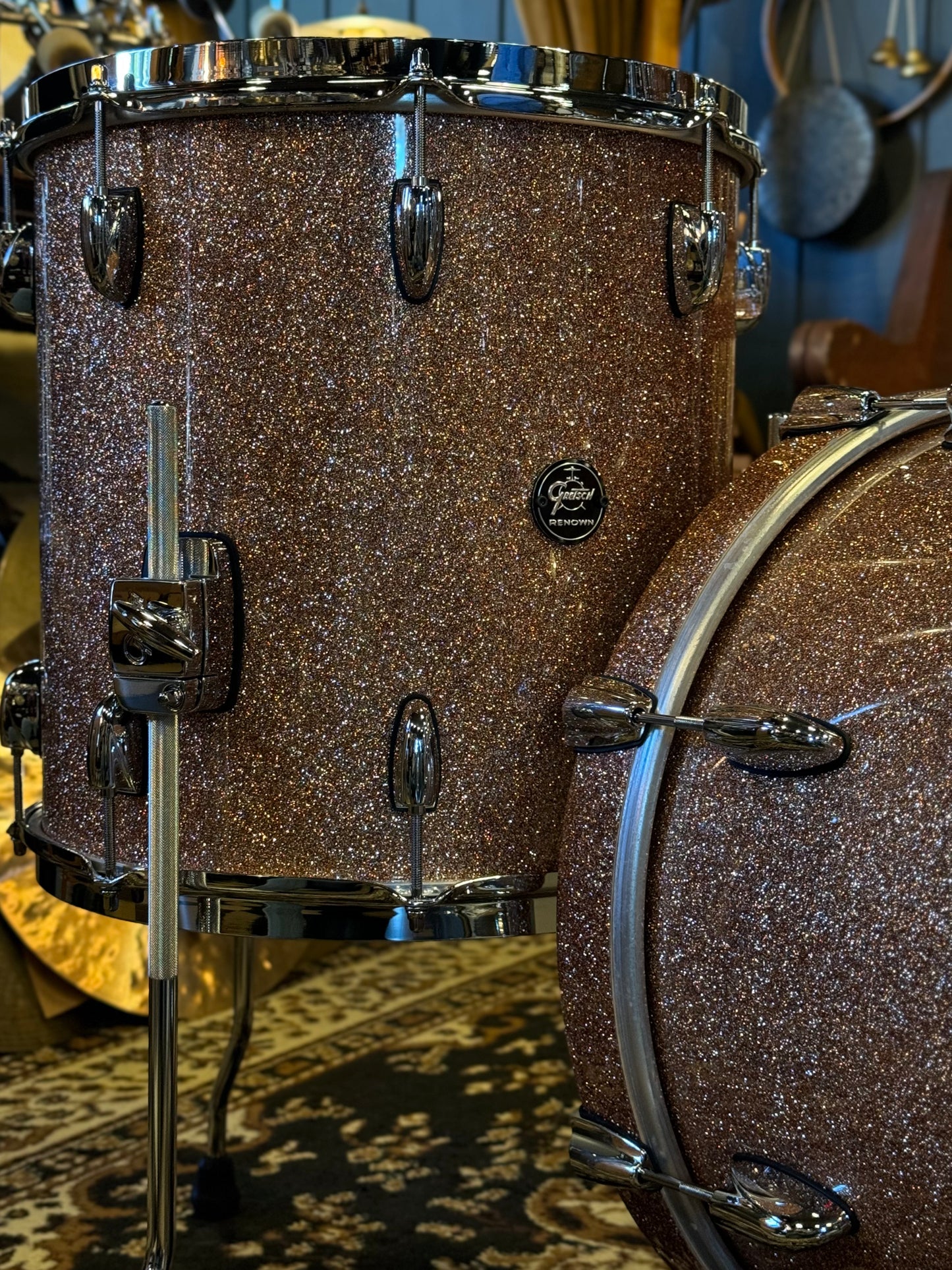NEW Gretsch Renown 3pc Bop Outfit in Champagne Sparkle Lacquer - 14x18, 8x12, 14x14