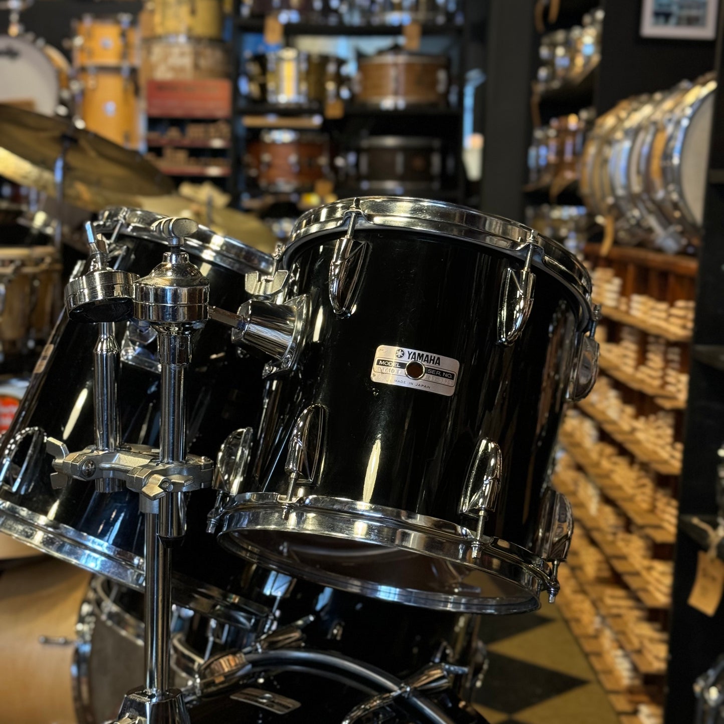 VINTAGE 1980's Yamaha Turbo Tour Custom In Black Lacquer - 18x22, 10x10, 12x12, 12x14, 14x16