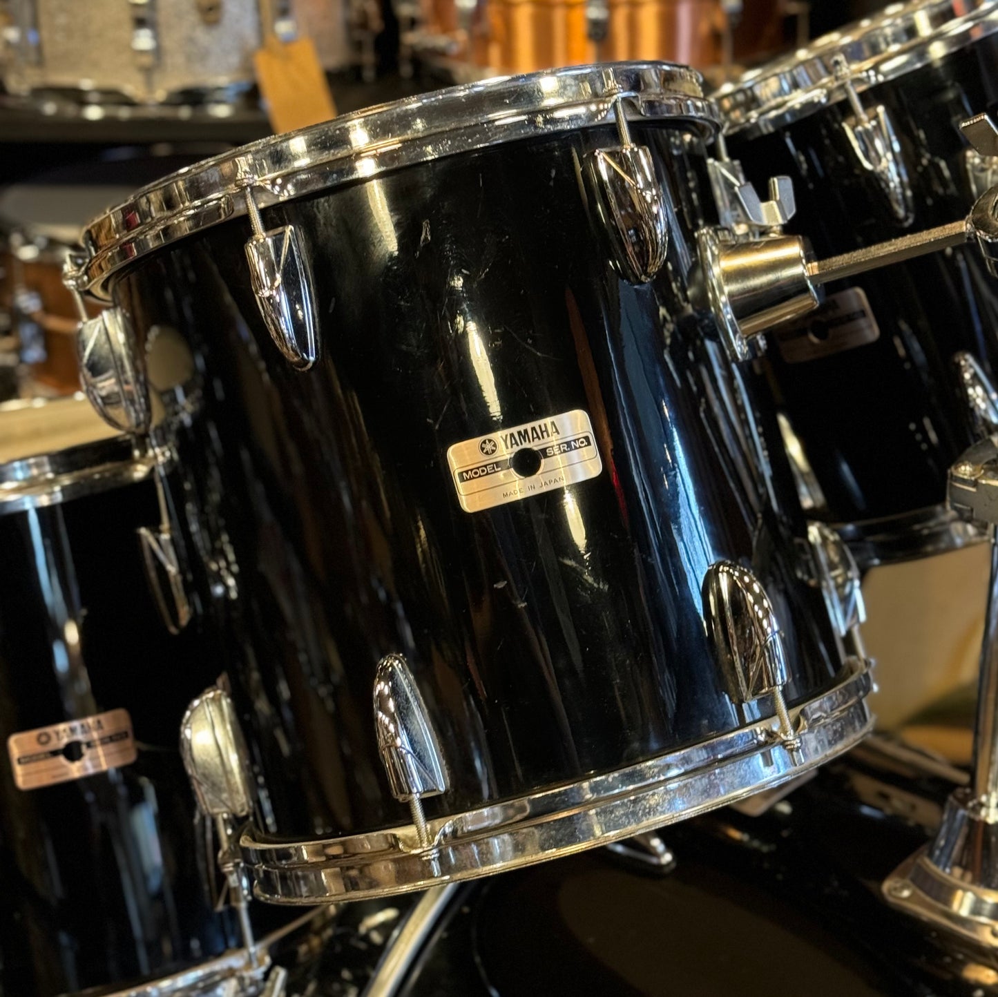 VINTAGE 1980's Yamaha Turbo Tour Custom In Black Lacquer - 18x22, 10x10, 12x12, 12x14, 14x16