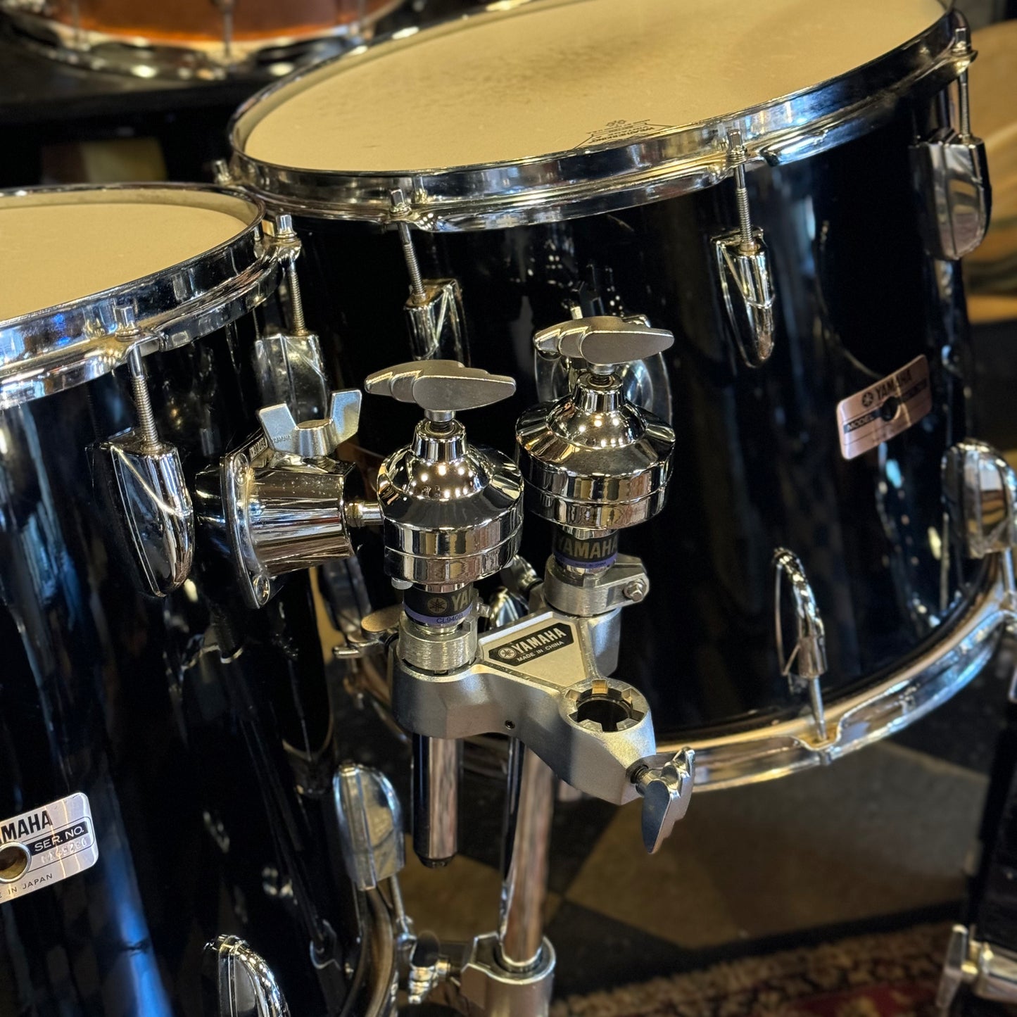 VINTAGE 1980's Yamaha Turbo Tour Custom In Black Lacquer - 18x22, 10x10, 12x12, 12x14, 14x16