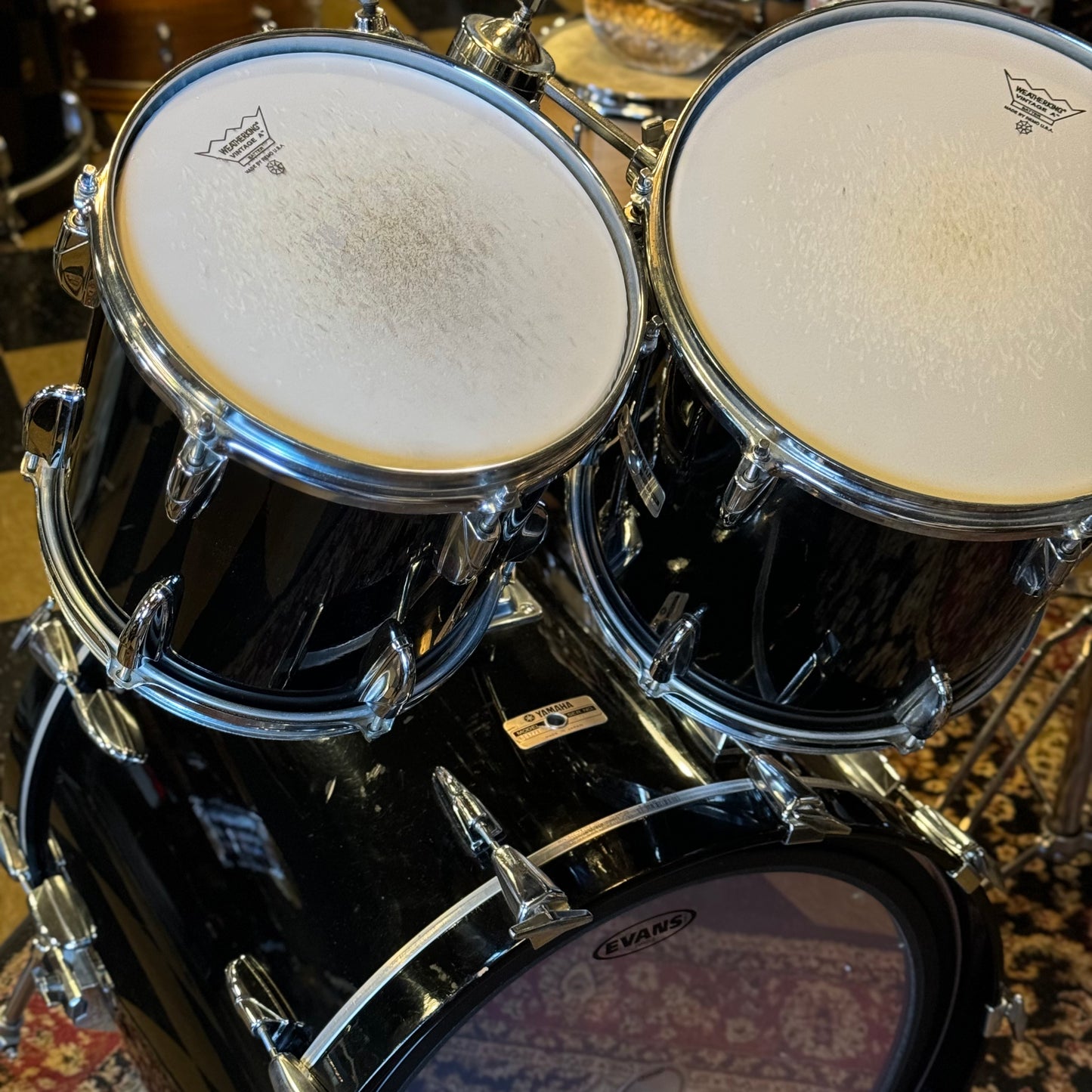 VINTAGE 1980's Yamaha Turbo Tour Custom In Black Lacquer - 18x22, 10x10, 12x12, 12x14, 14x16
