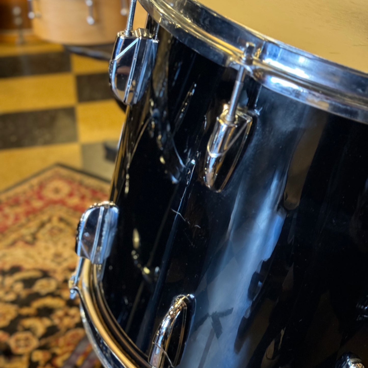 VINTAGE 1980's Yamaha Turbo Tour Custom In Black Lacquer - 18x22, 10x10, 12x12, 12x14, 14x16