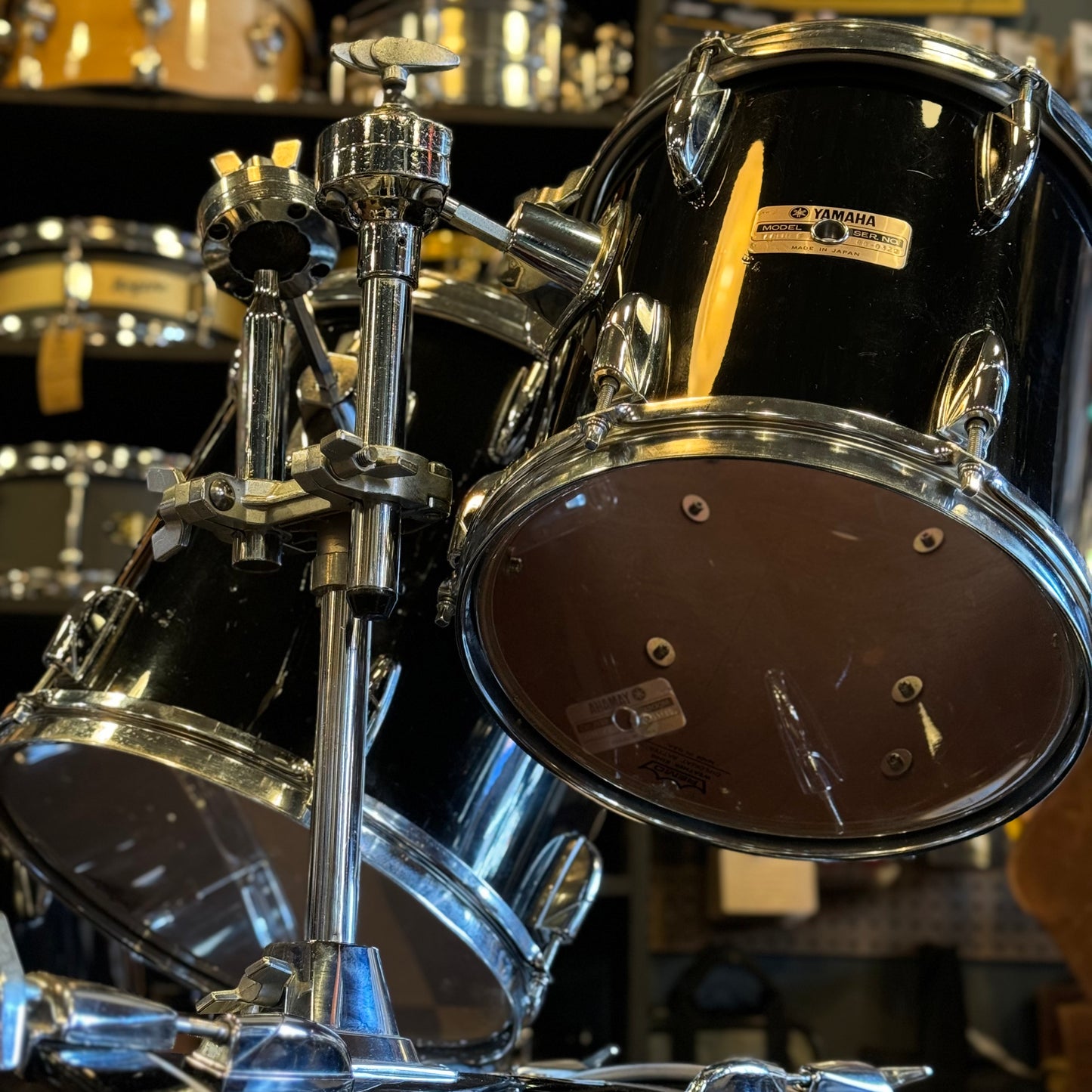 VINTAGE 1980's Yamaha Turbo Tour Custom In Black Lacquer - 18x22, 10x10, 12x12, 12x14, 14x16