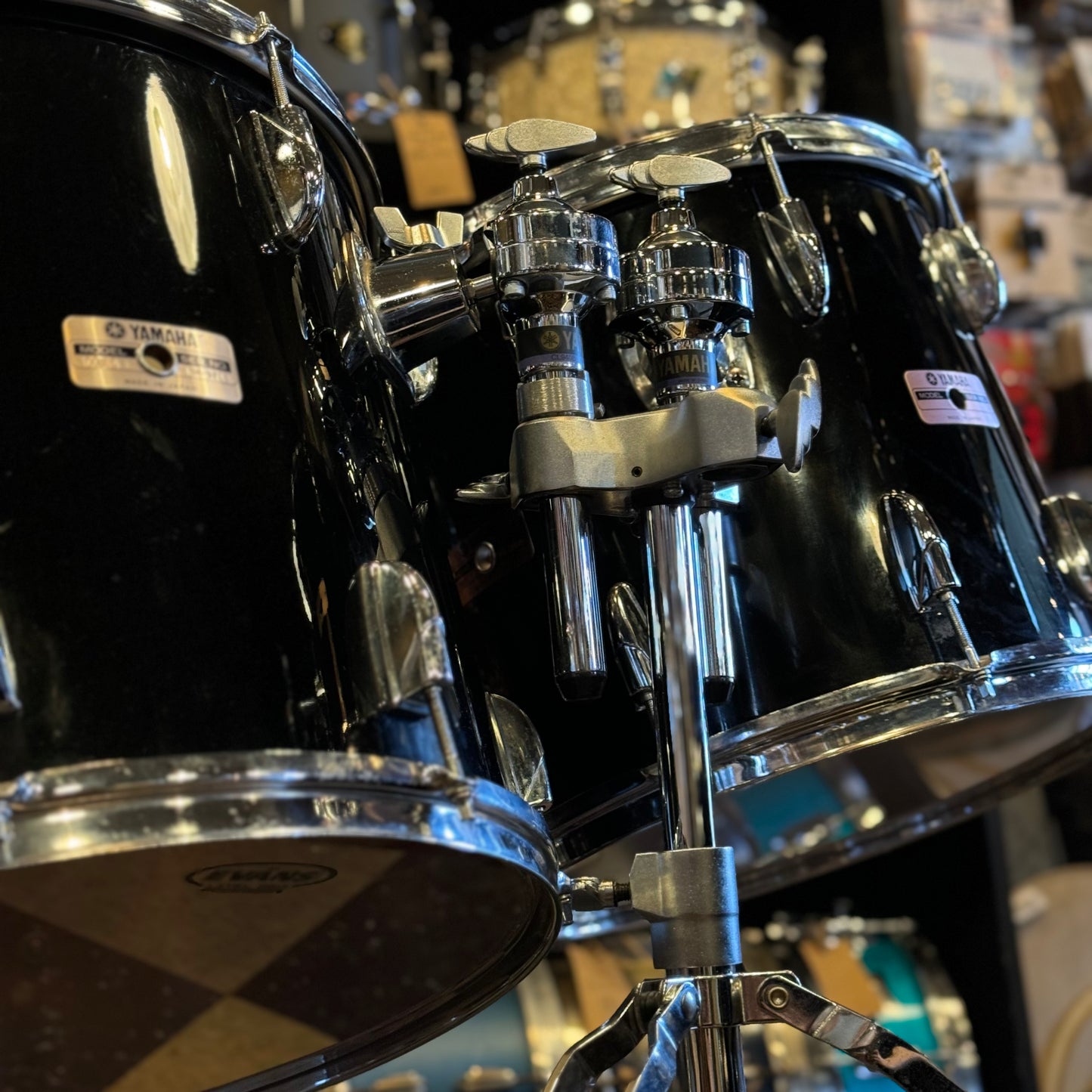 VINTAGE 1980's Yamaha Turbo Tour Custom In Black Lacquer - 18x22, 10x10, 12x12, 12x14, 14x16