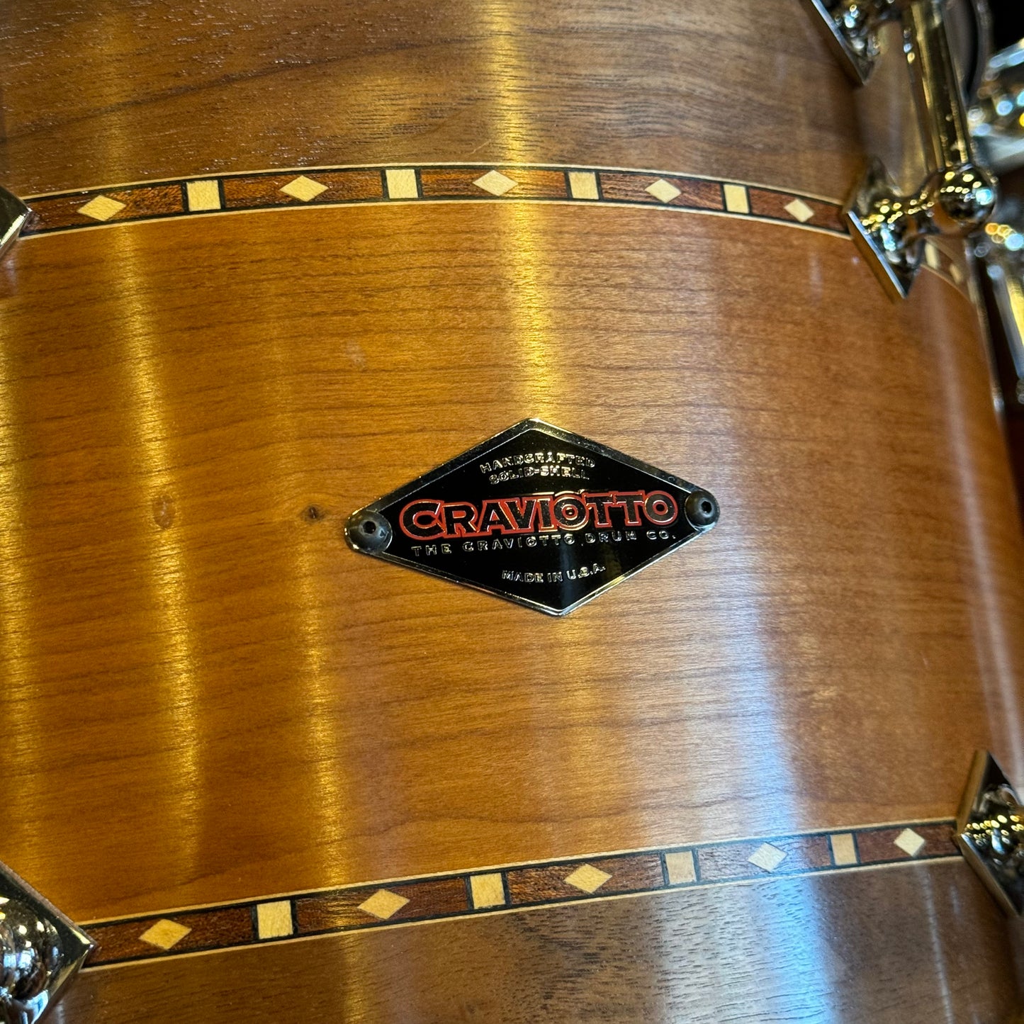 USED 2016 Craviotto Custom Shop Stacked Walnut/Cherry/Walnut Drum Set w/ Dual Walnut inlay- 16x22, 8x10, 10x12, 12x14, 14x16