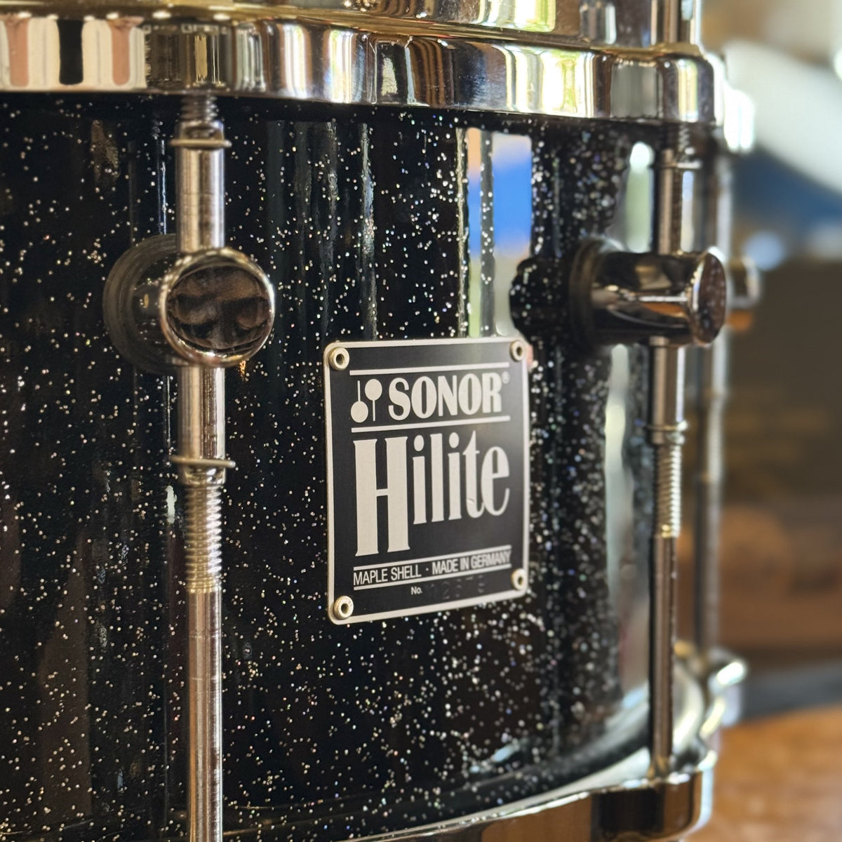 VINTAGE 1980's Sonor 7x14 Hilite Snare in Black Diamond