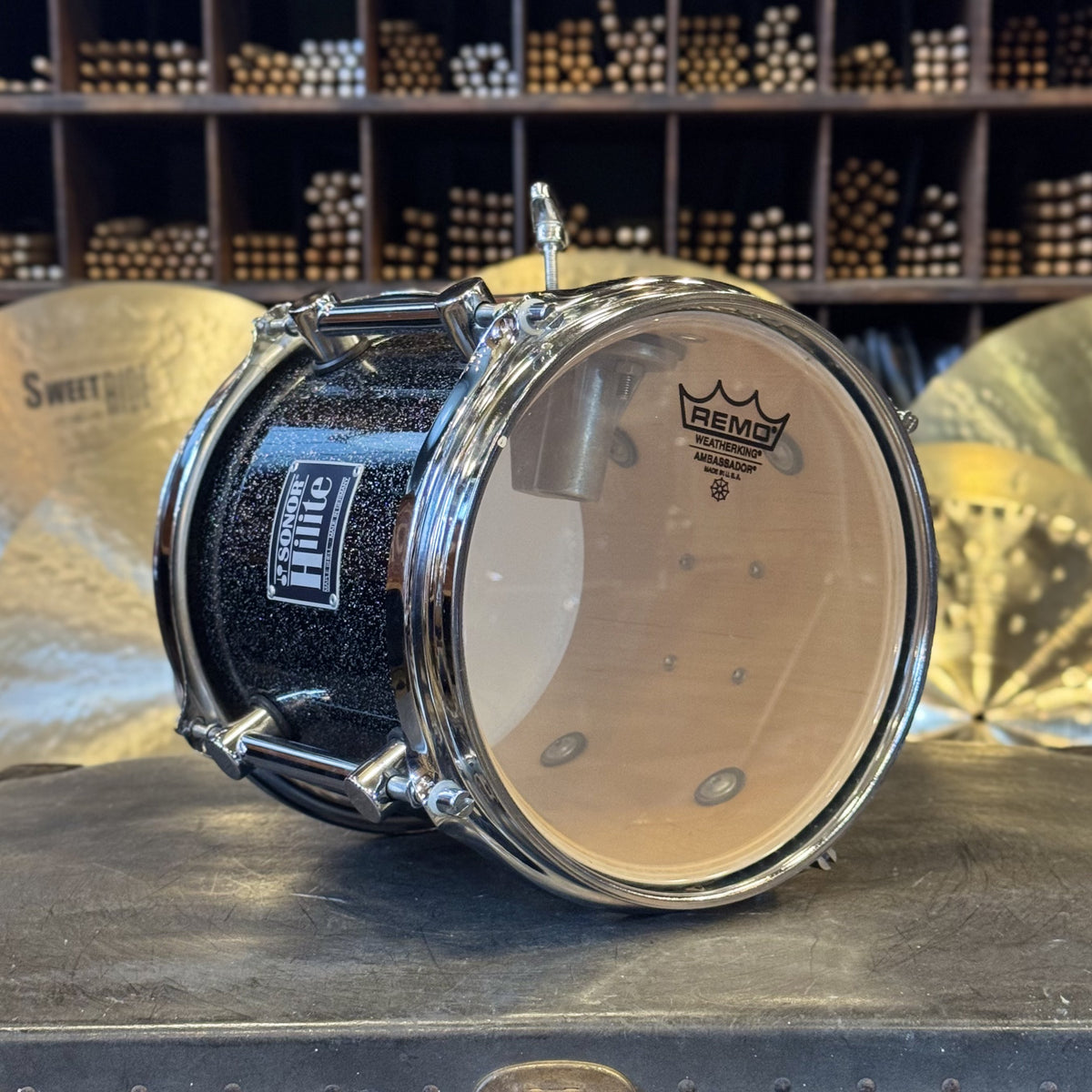 VINTAGE 1980's Sonor 8x8 Hilite Tom in Black Diamond