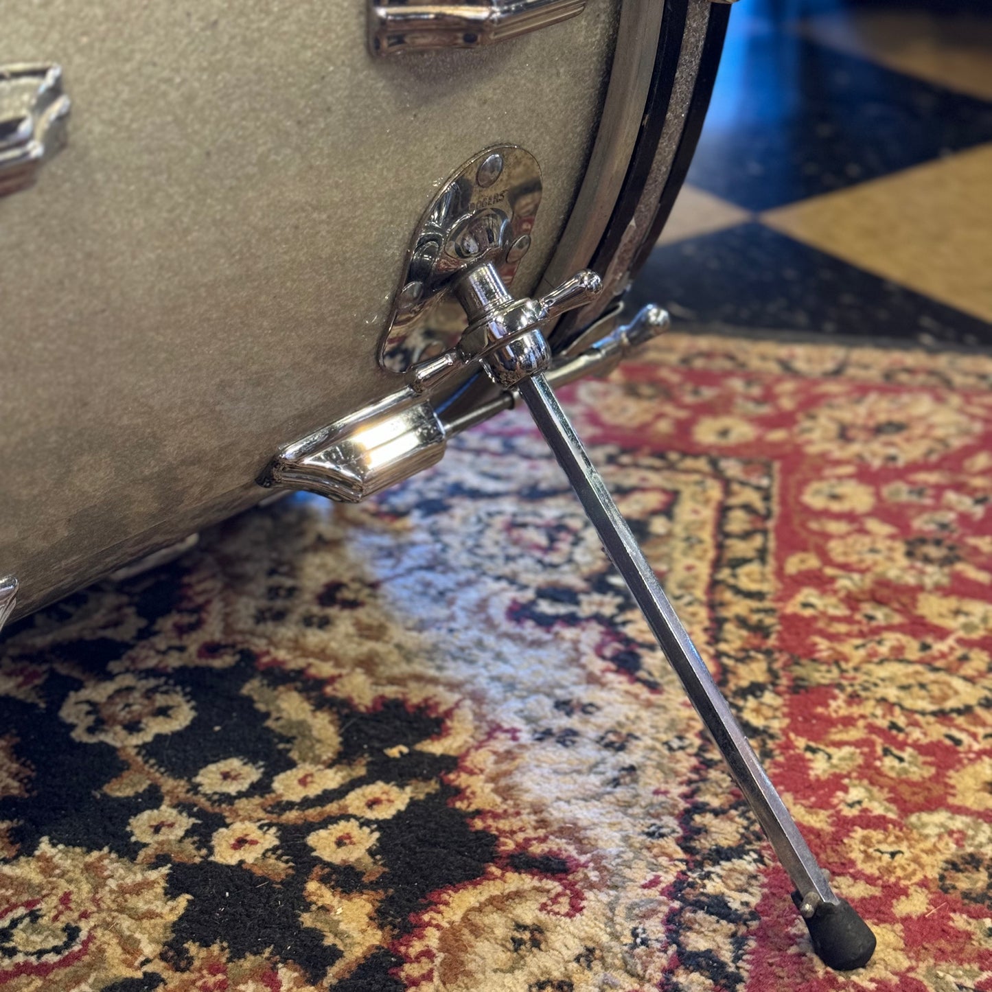 VINTAGE 1970's Rogers 14x22 Fullerton Era Silver Sparkle Bass Drum