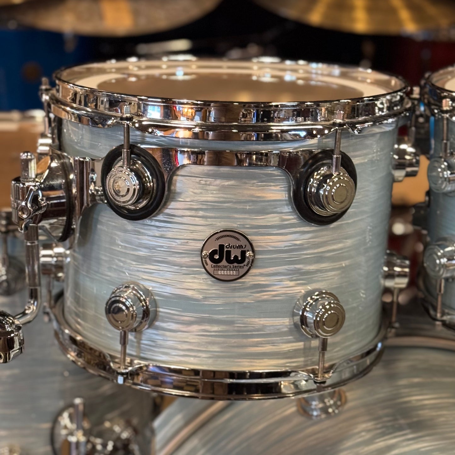 USED DW Collectors Series in Pale Blue Oyster (Birch Toms, Maple/Mahogany Bass Drum) - 16x24, 8x10, 9x12, 14x14, 16x16