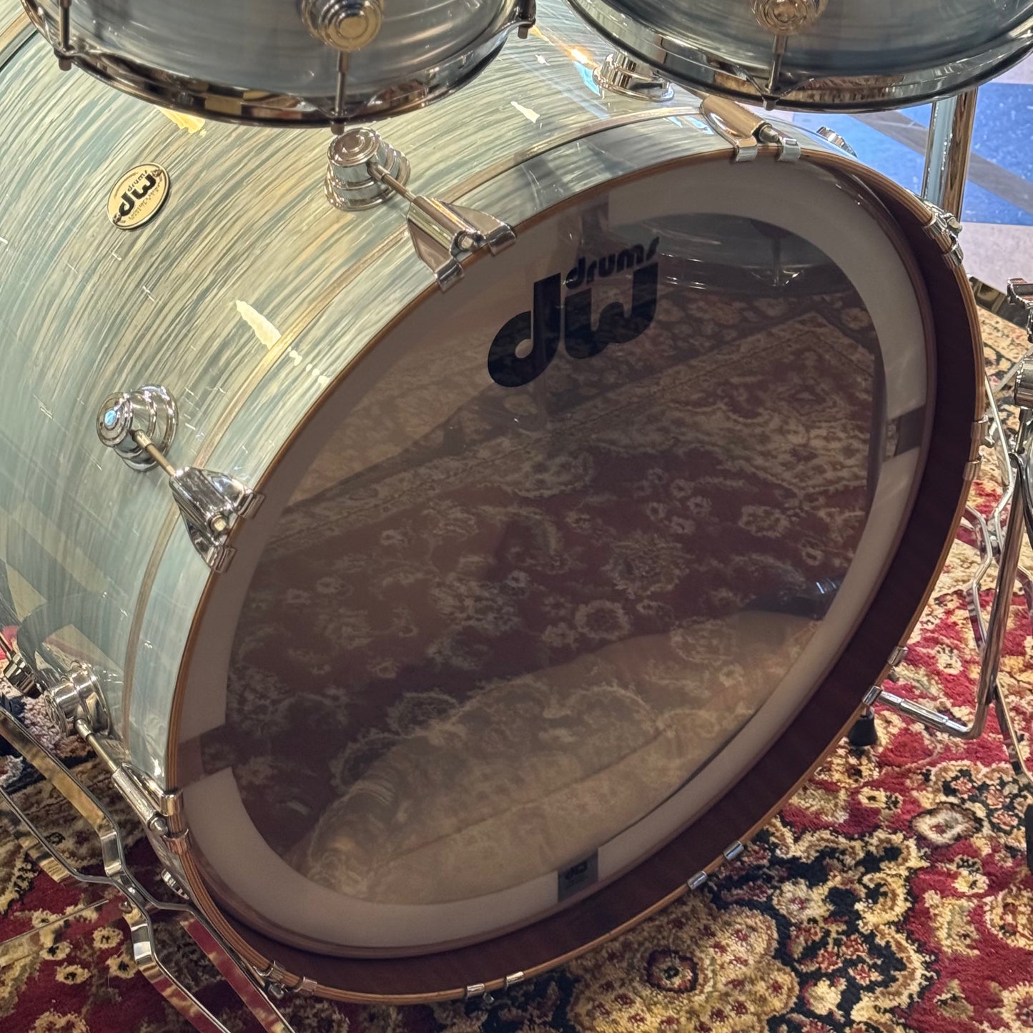 USED DW Collectors Series in Pale Blue Oyster (Birch Toms, Maple/Mahogany Bass Drum) - 16x24, 8x10, 9x12, 14x14, 16x16