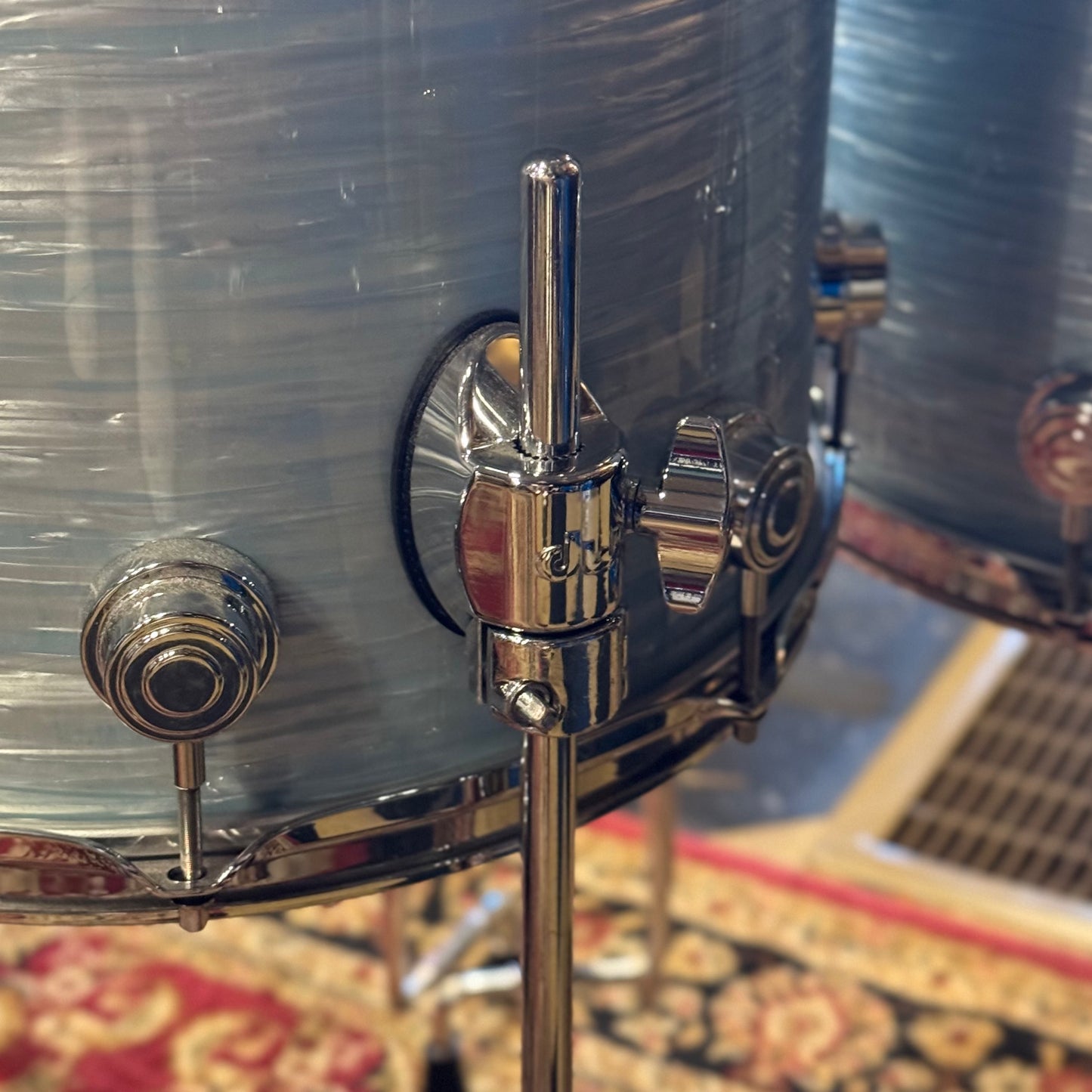 USED DW Collectors Series in Pale Blue Oyster (Birch Toms, Maple/Mahogany Bass Drum) - 16x24, 8x10, 9x12, 14x14, 16x16