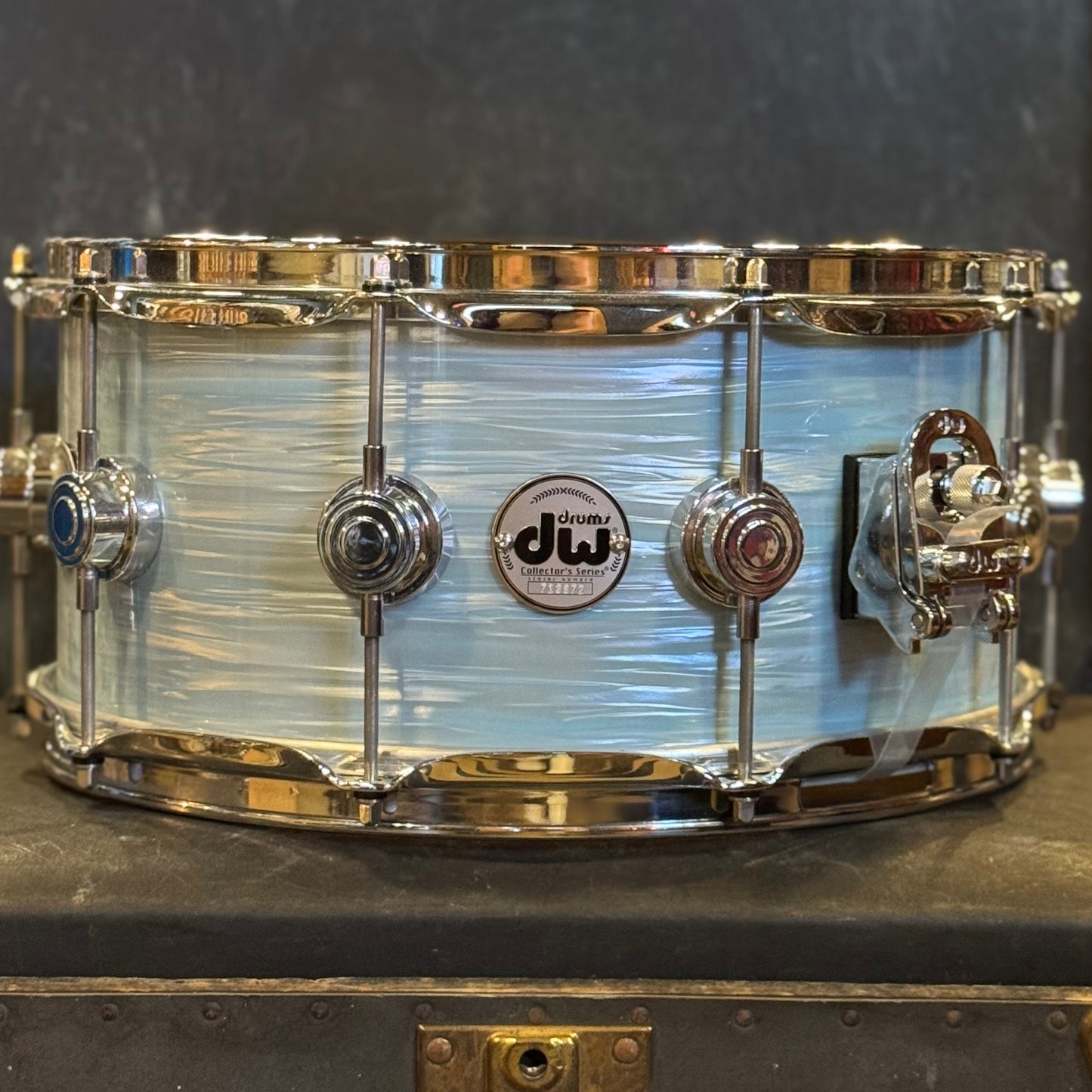 USED 6.5x14 DW Collectors Maple Snare Drum in Pale Blue Oyster