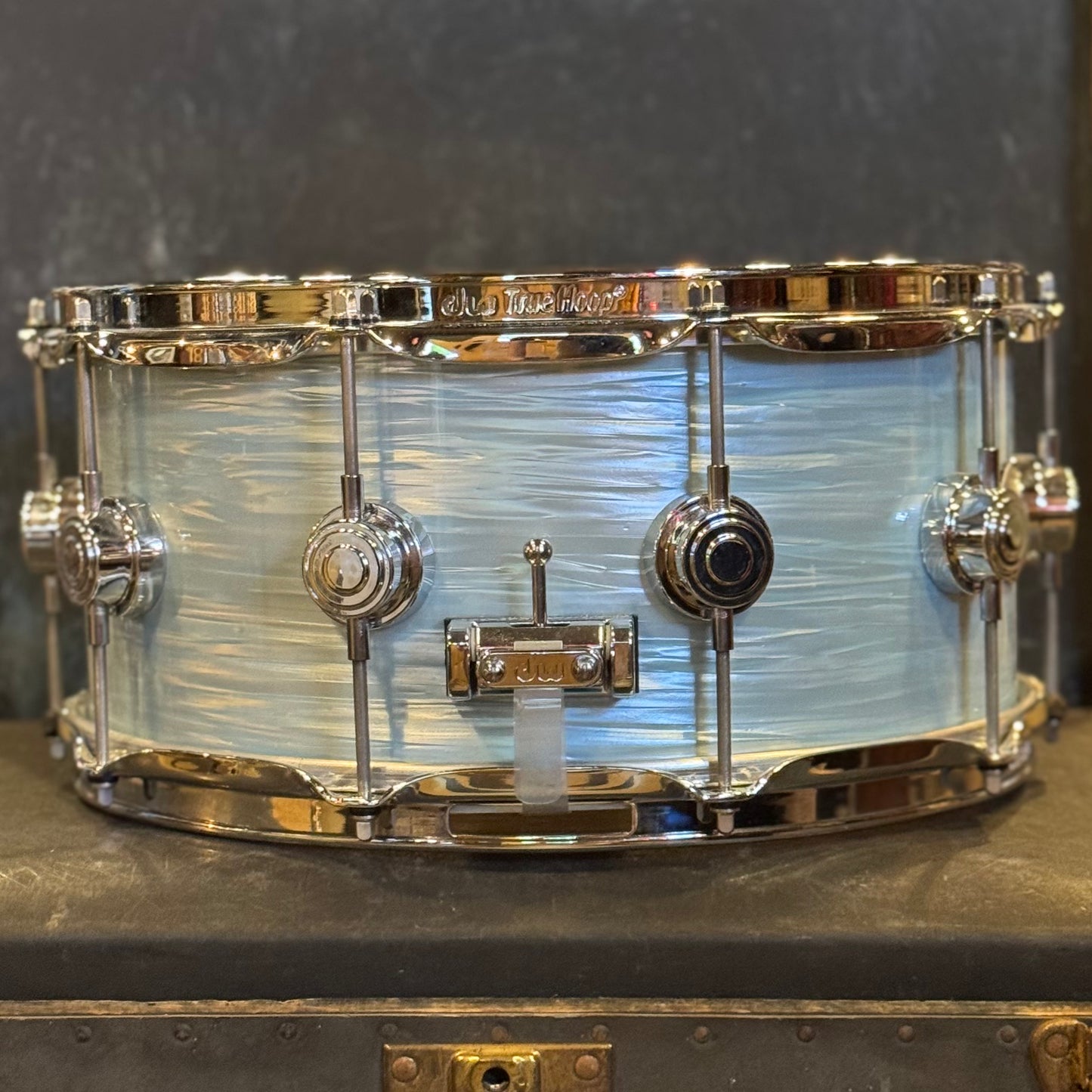 USED 6.5x14 DW Collectors Maple Snare Drum in Pale Blue Oyster