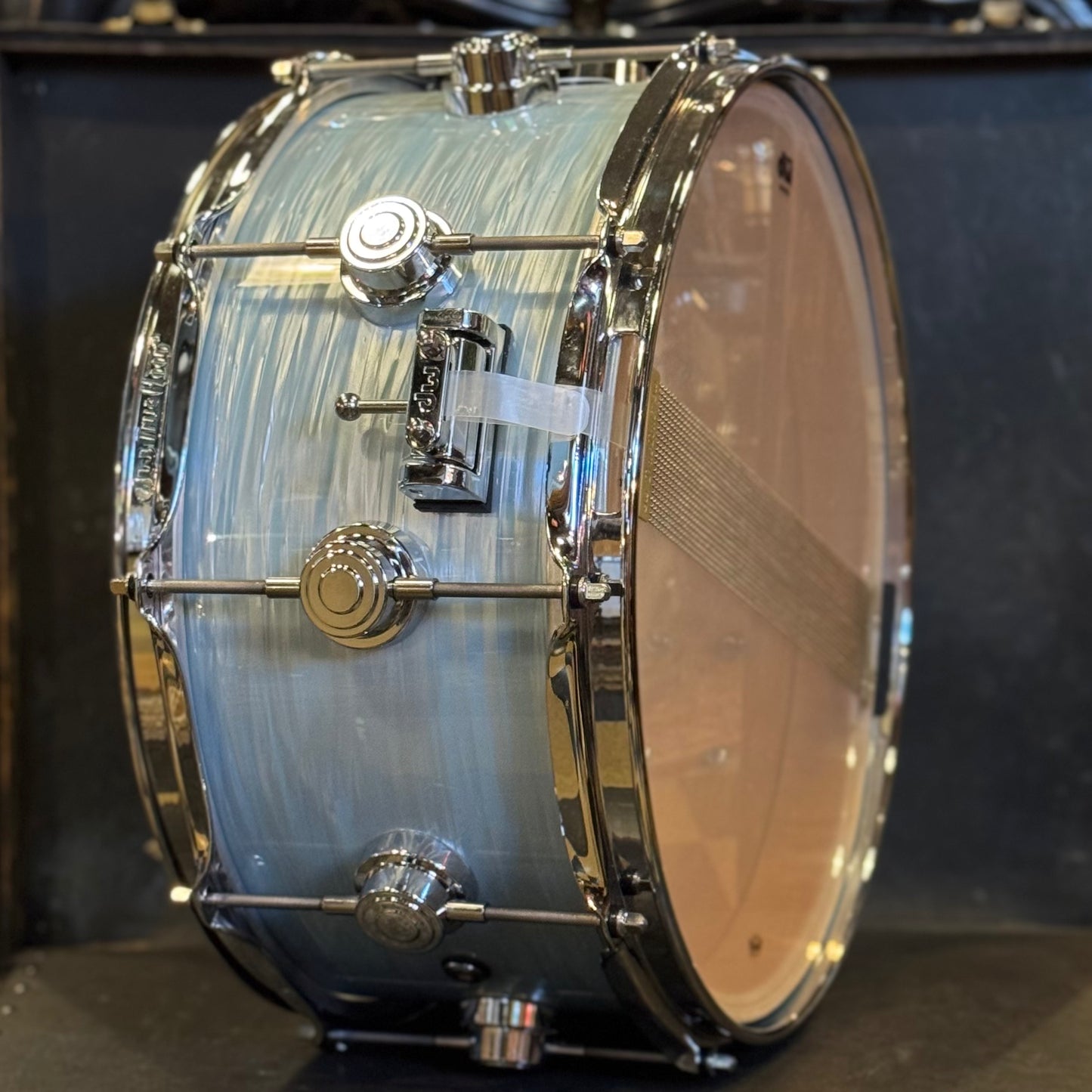 USED 6.5x14 DW Collectors Maple Snare Drum in Pale Blue Oyster