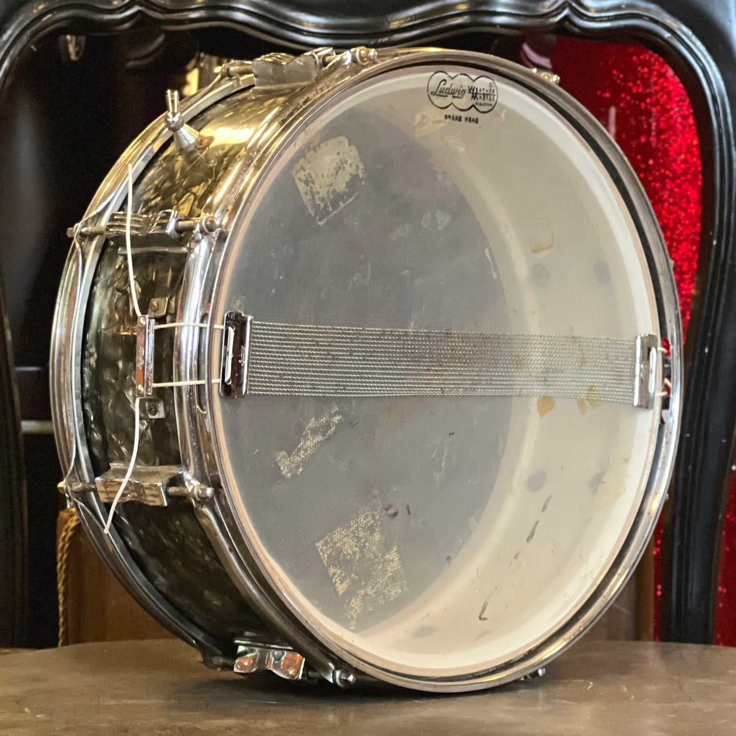 VINTAGE 1967 Ludwig 5.5x14 Jazz Festival Snare Drum in Black Diamond Pearl