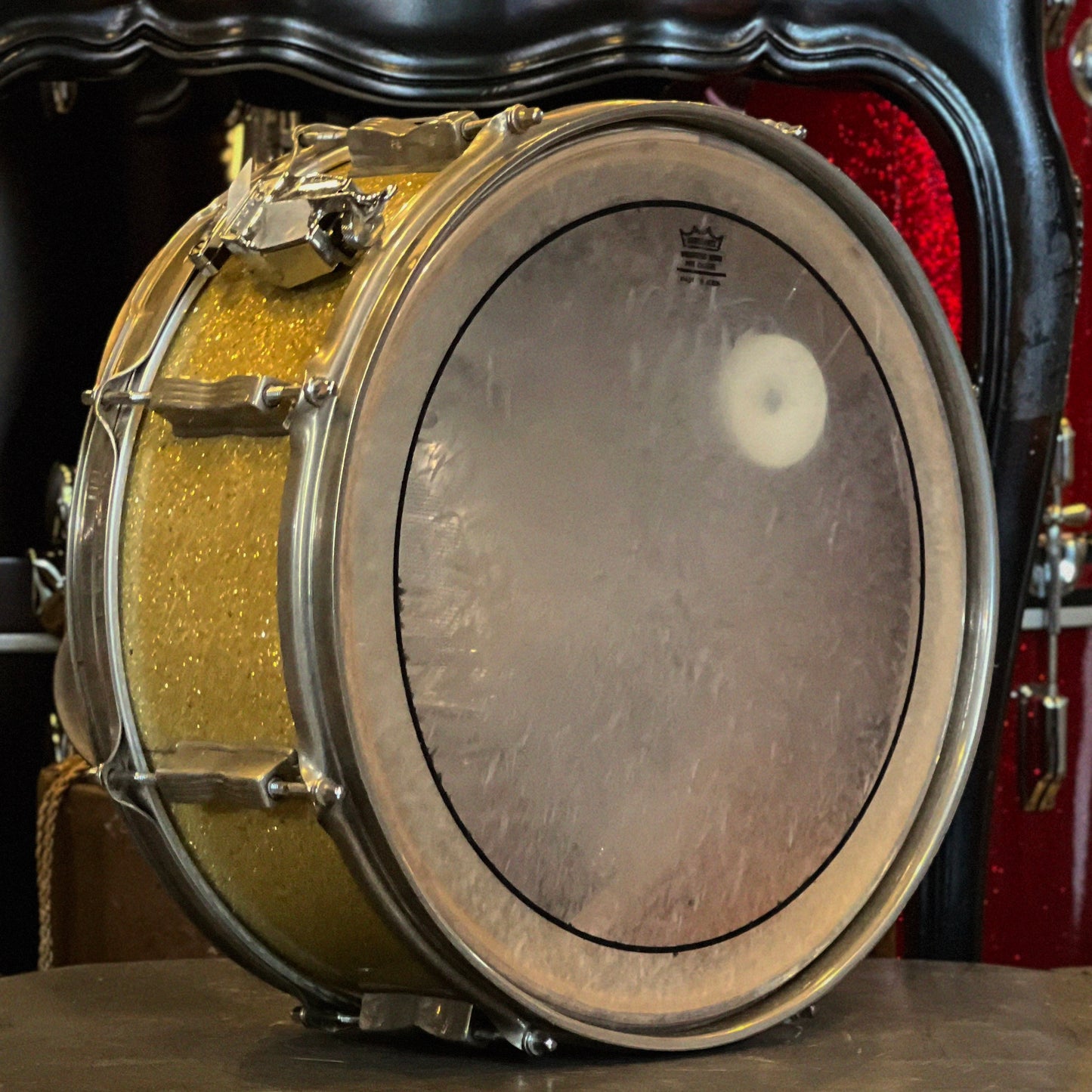 VINTAGE 1950's WFL 5.5x14 Super Classic Players Snare Drum in Silver Sparkle