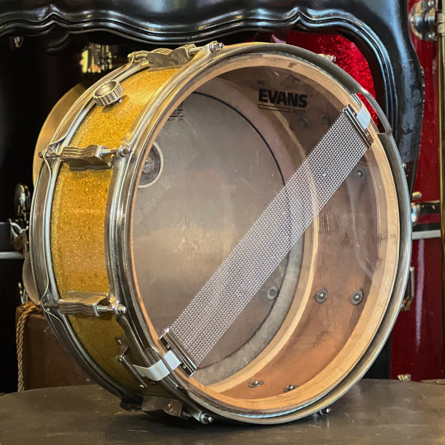 VINTAGE 1950's WFL 5.5x14 Super Classic Players Snare Drum in Silver Sparkle