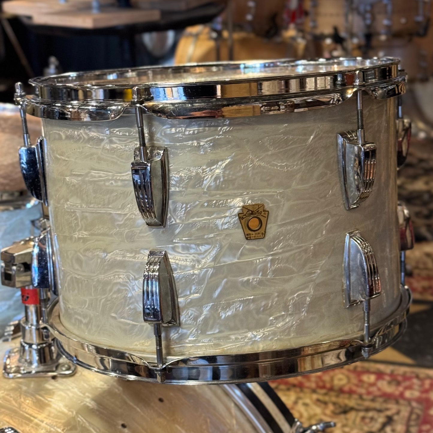 VINTAGE 1960's Ludwig Classic Outfit in White Marine Pearl - 14x22, 9x13, 16x16
