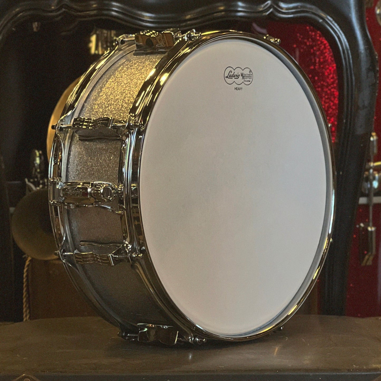 NEW Ludwig 5x14 Legacy Mahogany Snare Drum in Silver Sparkle