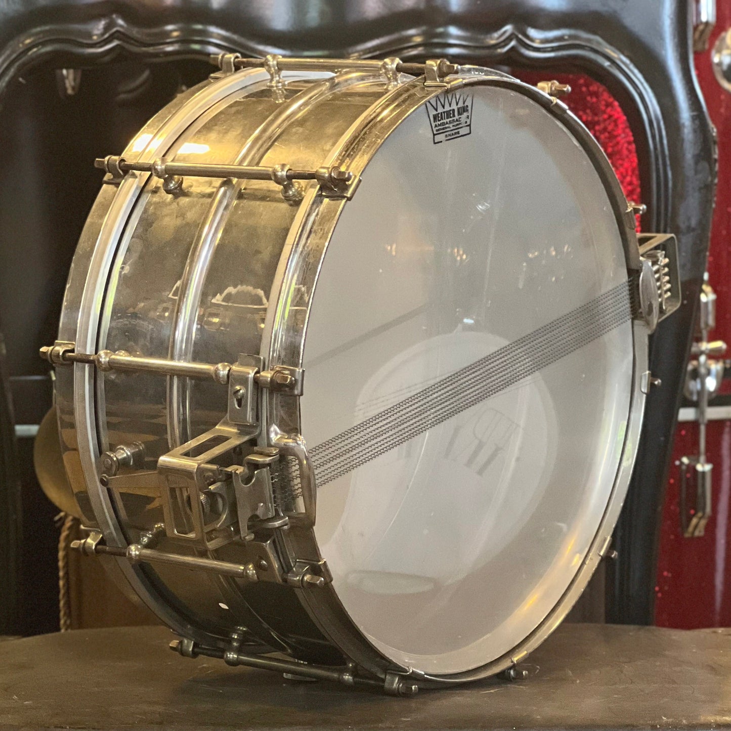 VINTAGE 1925-1935 Ludwig 6.5x14 Nickel over Brass Super Ludwig Snare Drum