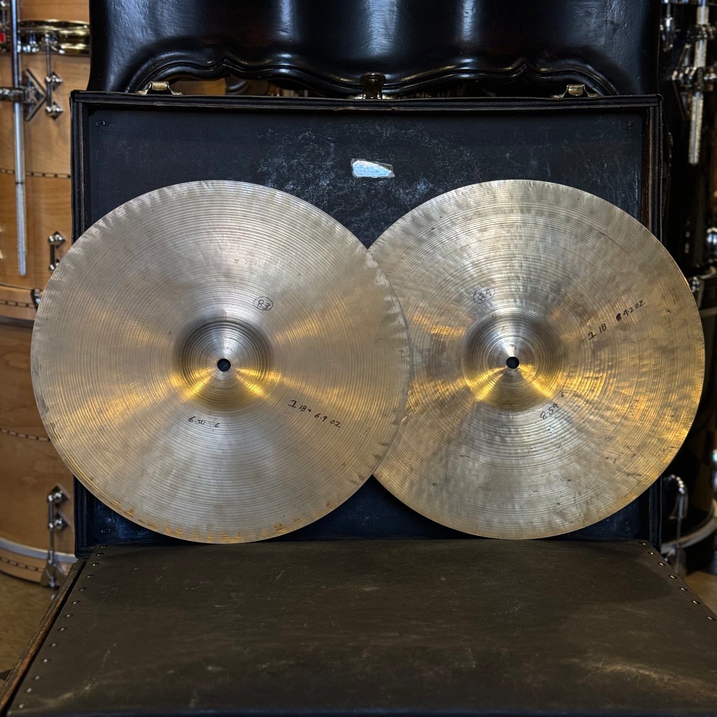 VINTAGE 1960's A. ZIldjian 14" Factory Stamped "Medium" Hi-Hats - 650/854g