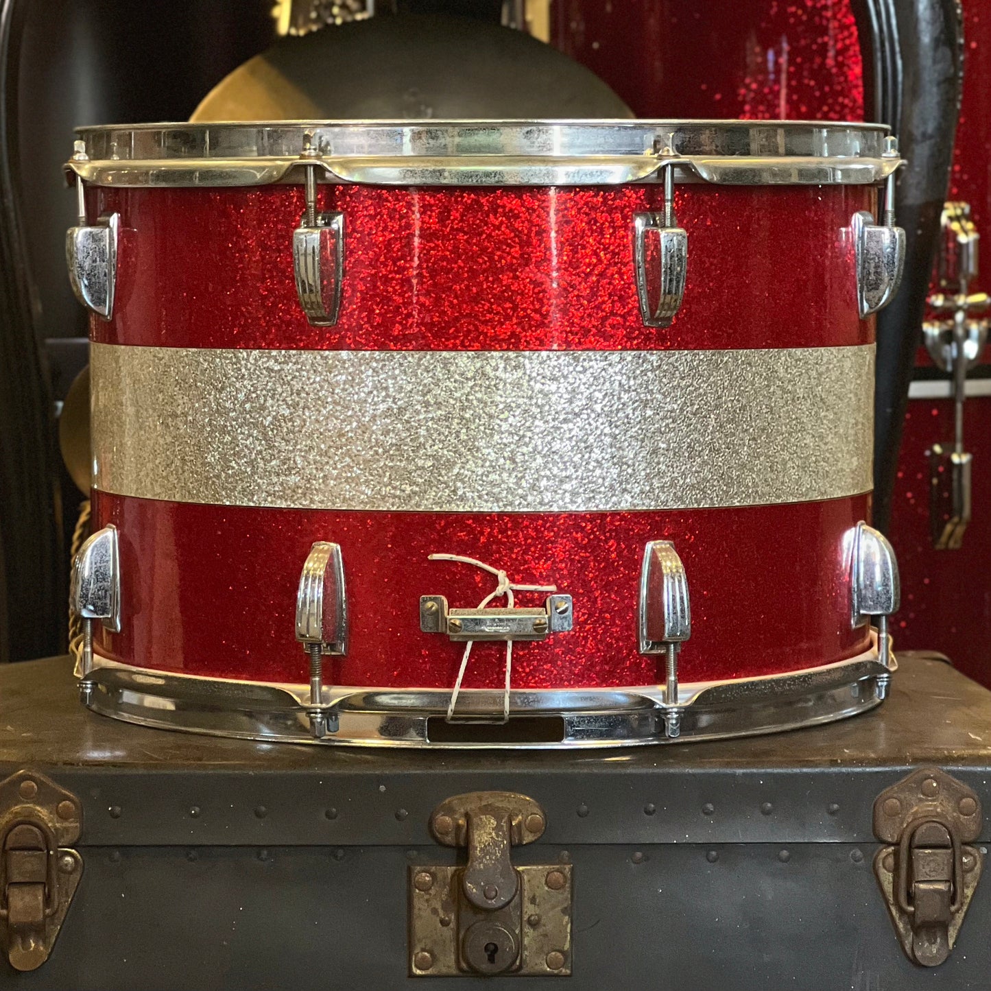 VINTAGE 1960's Ludwig 10x15 Tri-Band Red & Silver Sparkle Marcher