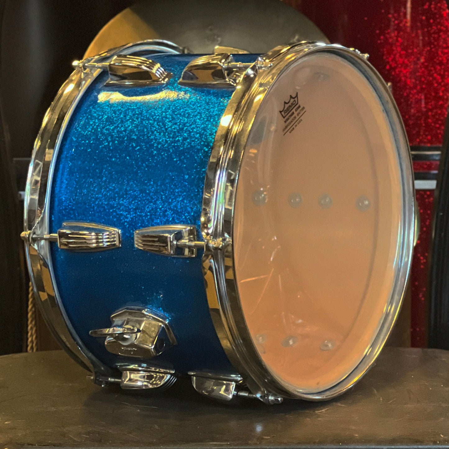 VINTAGE 1970's Ludwig 8x12 Blue Sparkle Tom