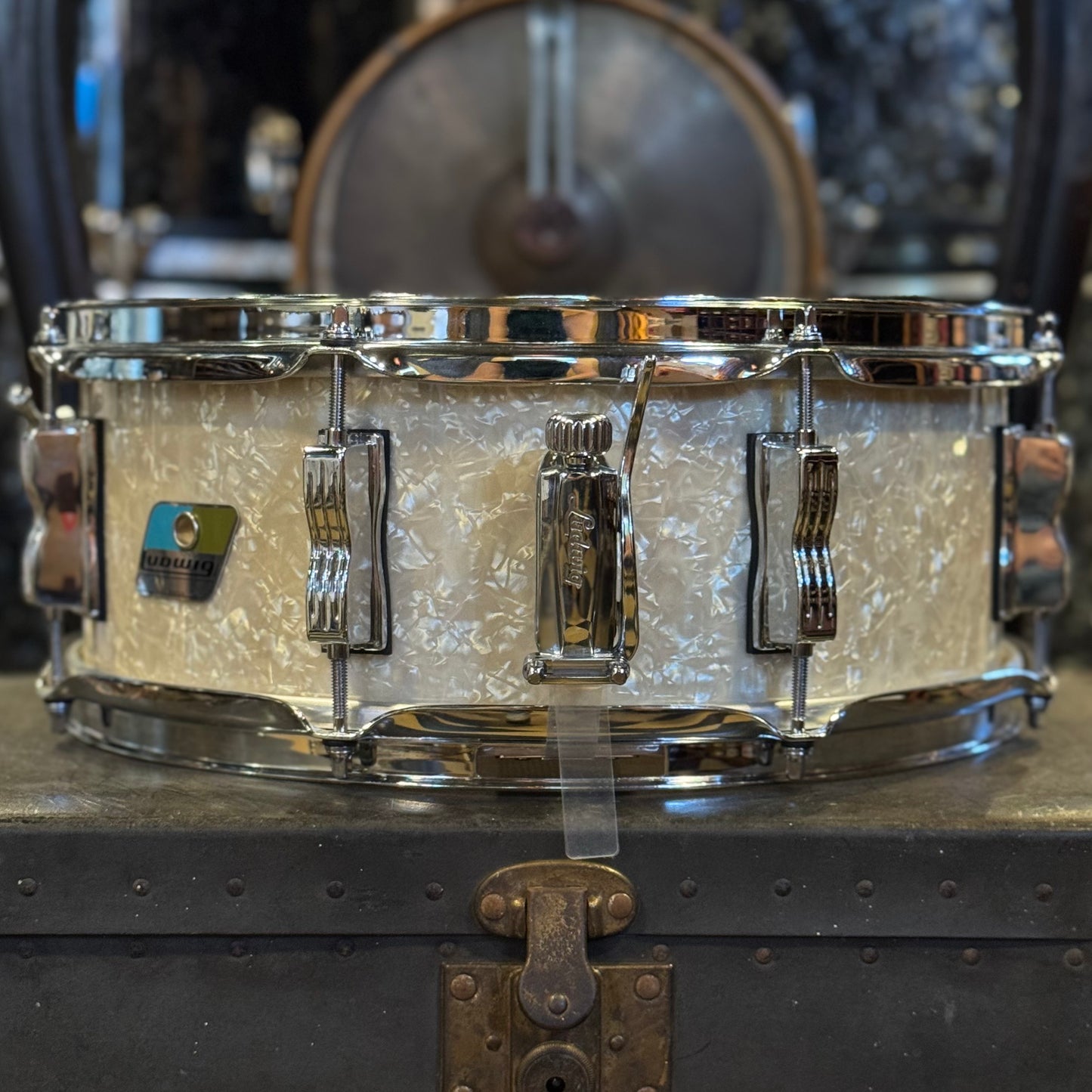 USED Ludwig 5.5x14 "Retro Build" Classic Oak Snare Drum in Vintage White Marine