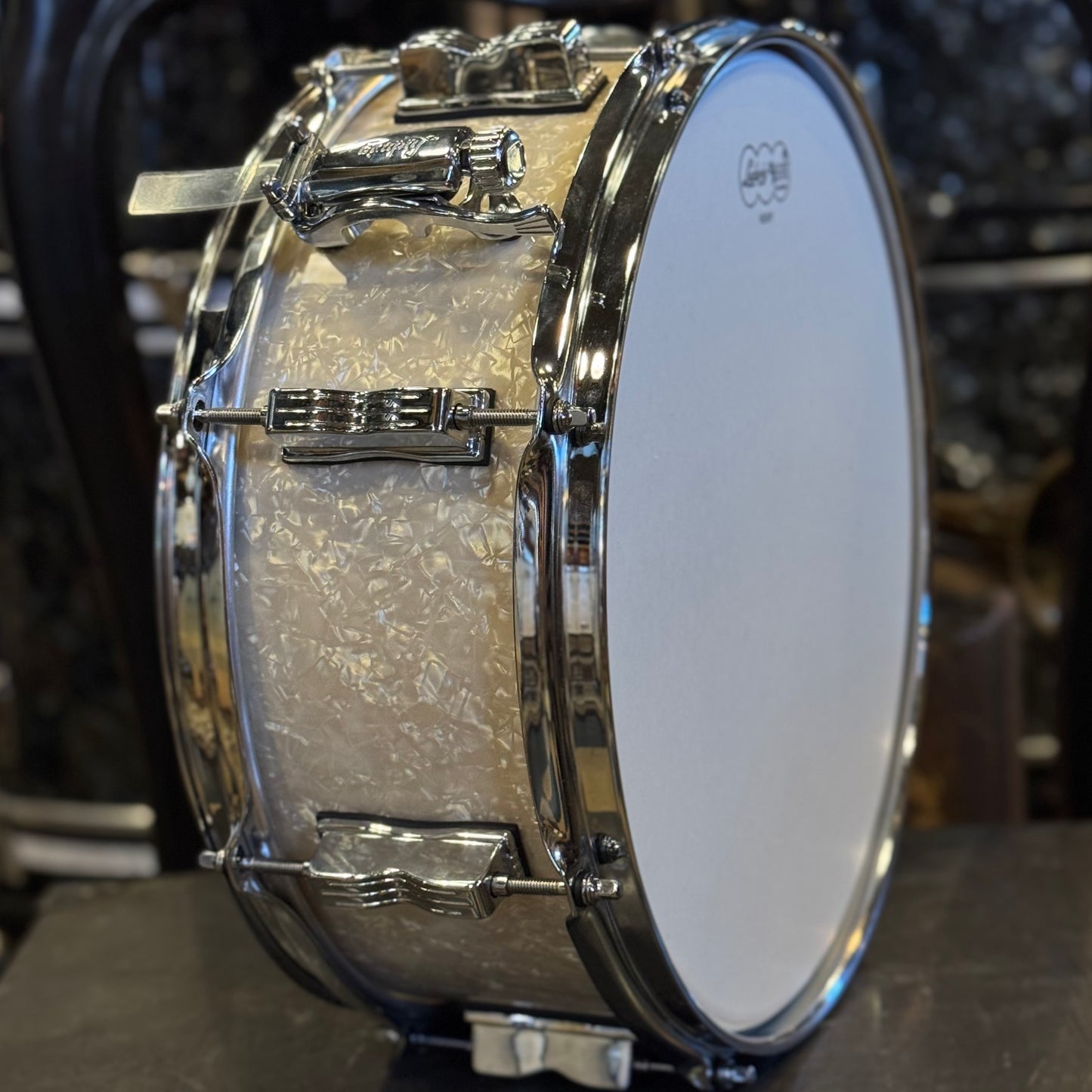USED Ludwig 5.5x14 "Retro Build" Classic Oak Snare Drum in Vintage White Marine