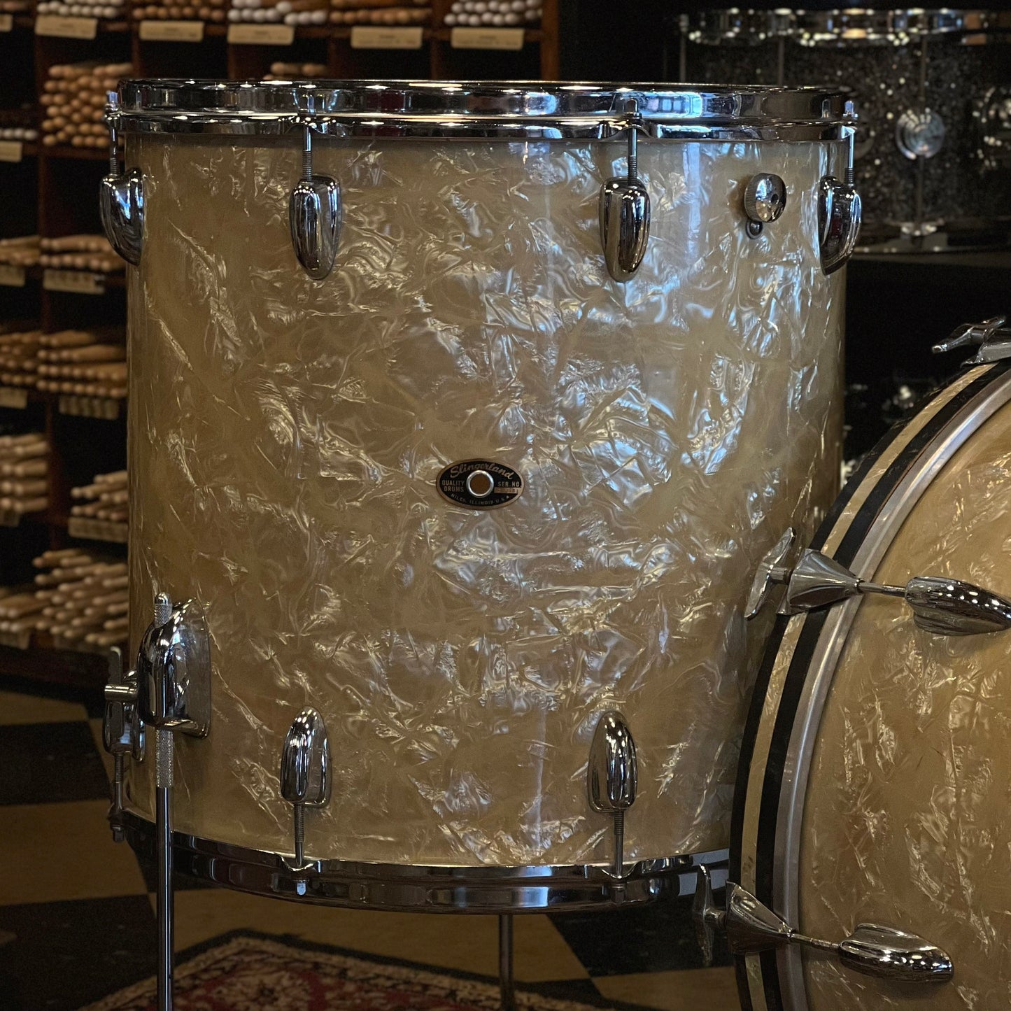 VINTAGE 1960's Slingerland Buddy Rich Outfit in White Marine Pearl - 14x22, 9x13, 16x16, 16x16