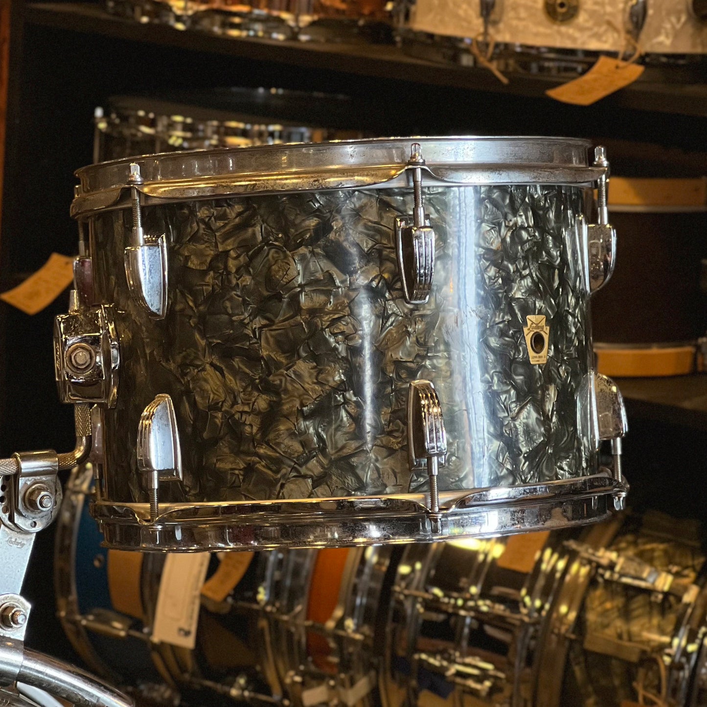 VINTAGE 1967 Ludwig Downbeat Outfit in Black Diamond Pearl - 14x20, 8x12, 14x14