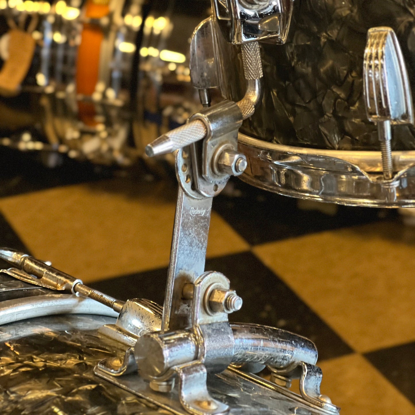 VINTAGE 1967 Ludwig Downbeat Outfit in Black Diamond Pearl - 14x20, 8x12, 14x14