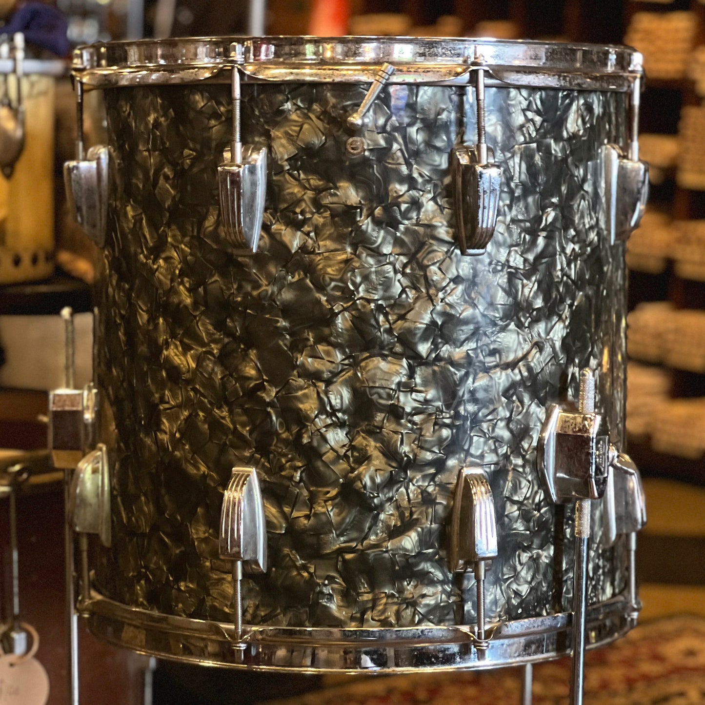 VINTAGE 1967 Ludwig Downbeat Outfit in Black Diamond Pearl - 14x20, 8x12, 14x14