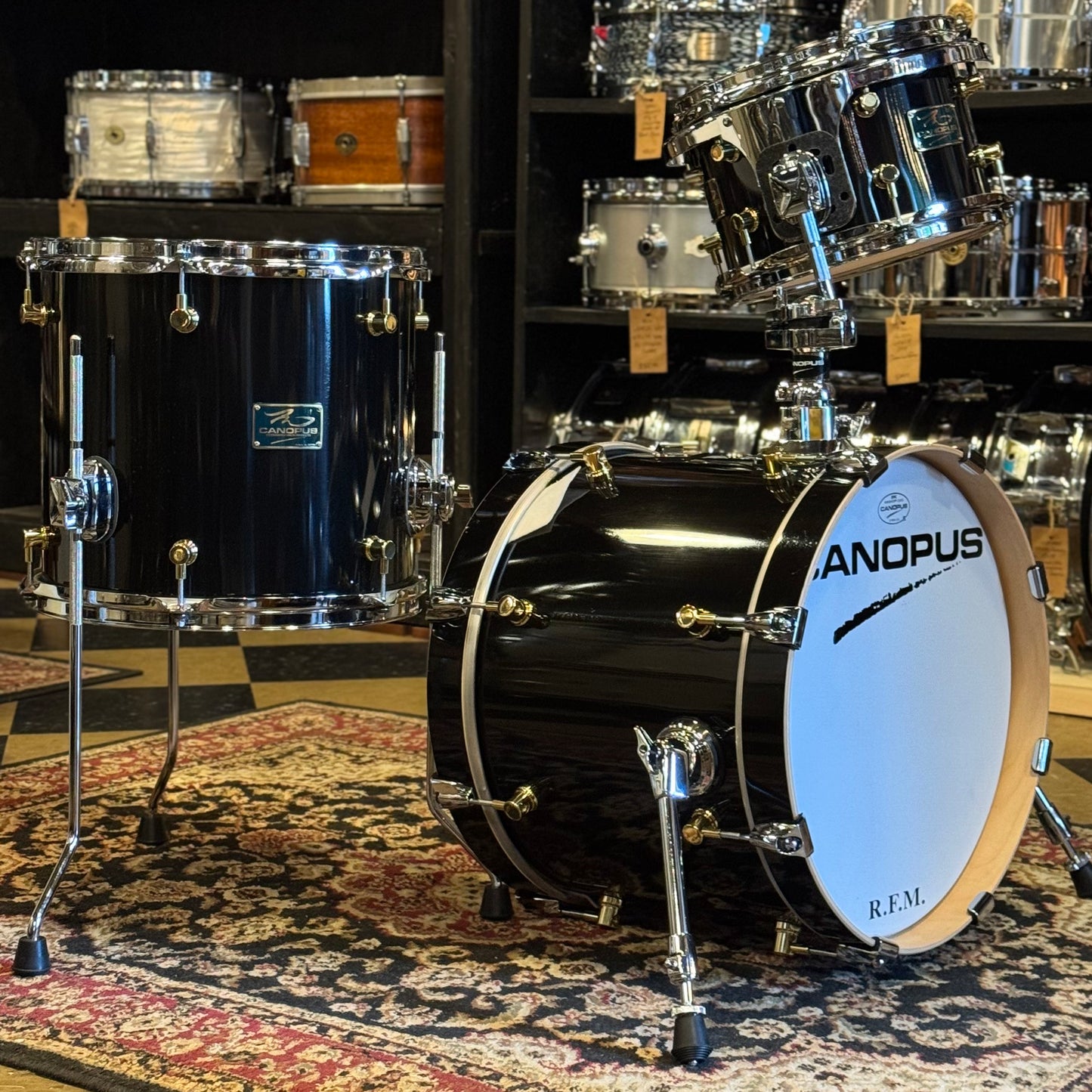 USED Canopus RFM Club Kit in Piano Black Lacquer w/ 12x16 Bass Drum