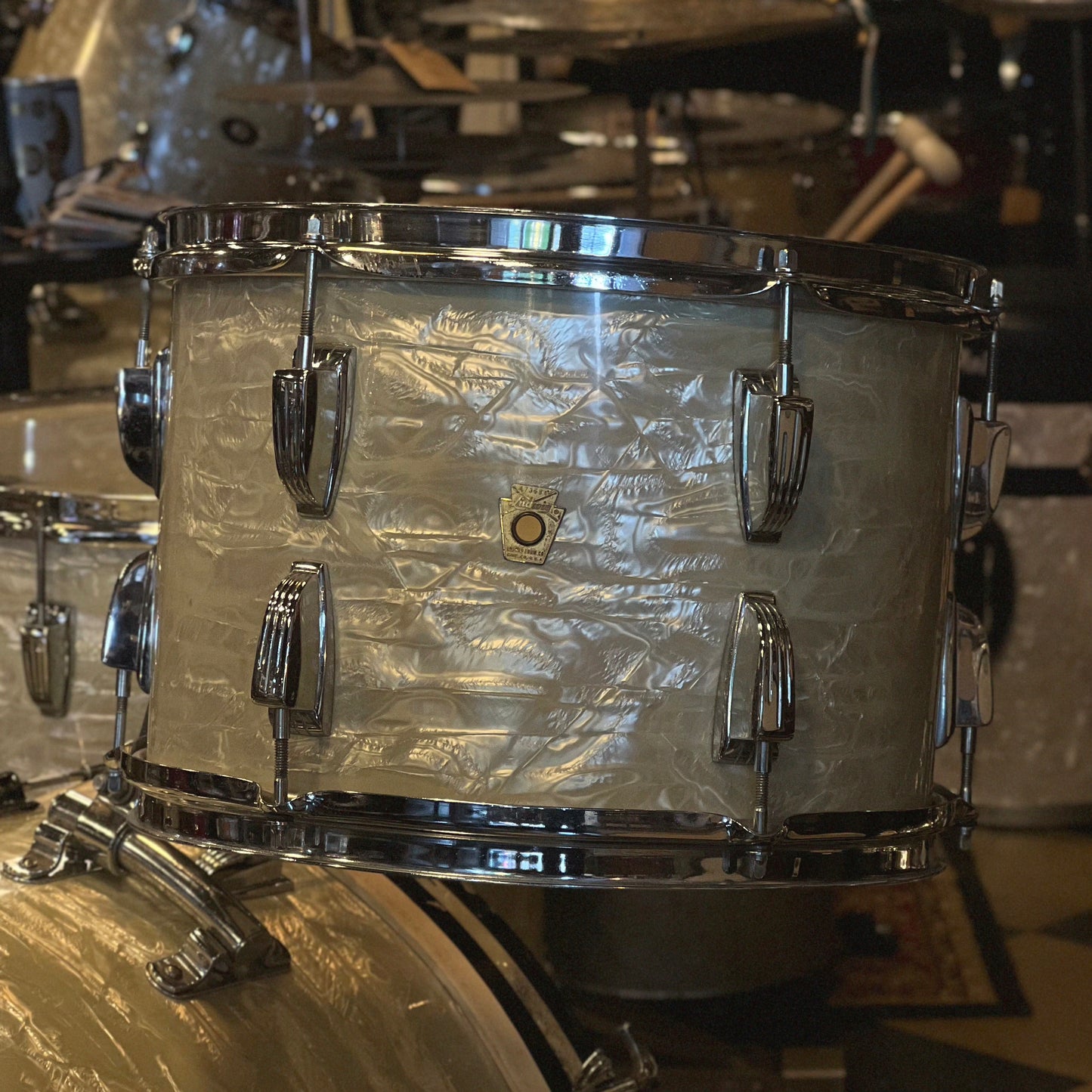 VINTAGE 1967 Ludwig Super Classic Outfit in White Marine Pearl - 14x22, 9x13, 16x16