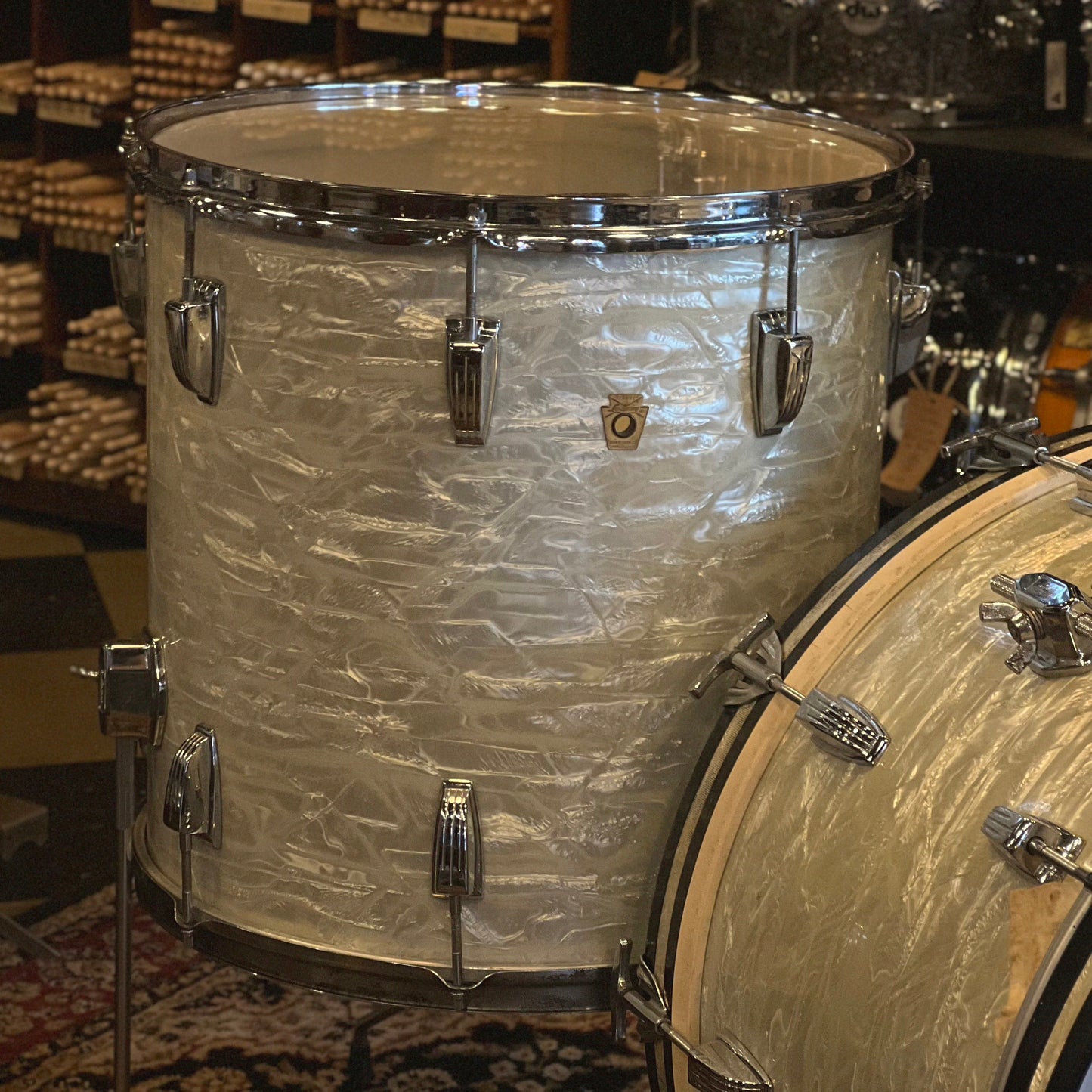 VINTAGE 1967 Ludwig Super Classic Outfit in White Marine Pearl - 14x22, 9x13, 16x16