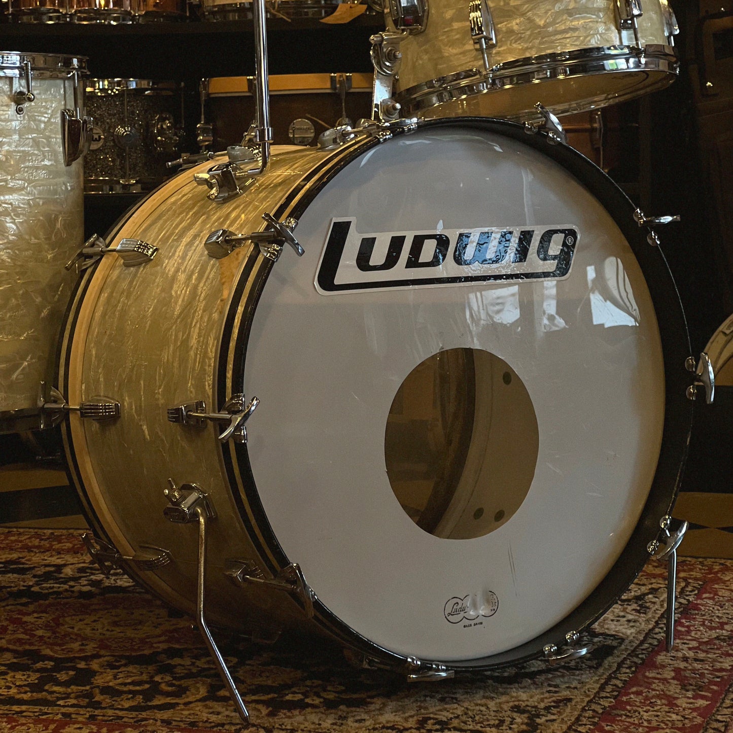 VINTAGE 1967 Ludwig Super Classic Outfit in White Marine Pearl - 14x22, 9x13, 16x16