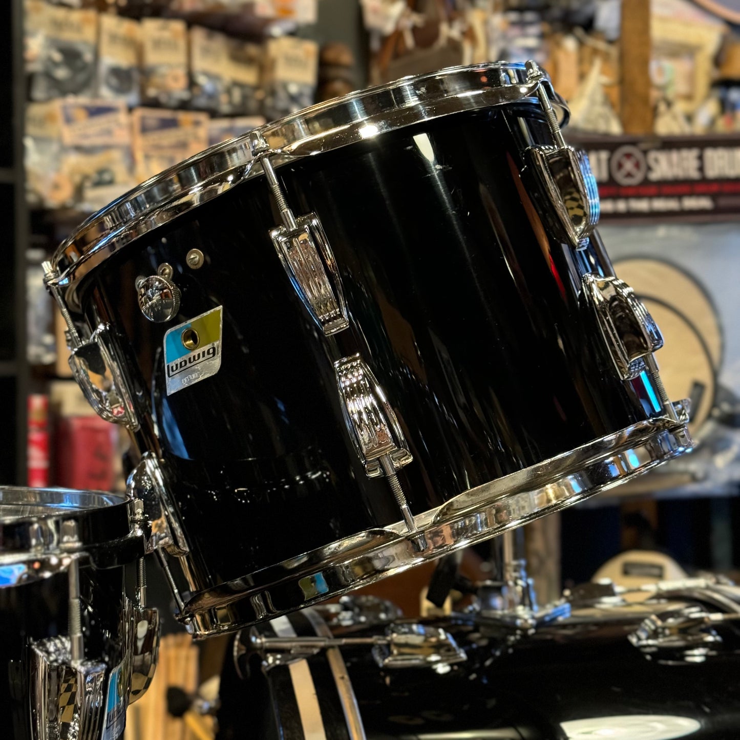 VINTAGE 1976 Ludwig Vistalite in Black w/ Matching LM400 Supraphonic - 14x22, 8x12, 9x13, 16x16, 5x14