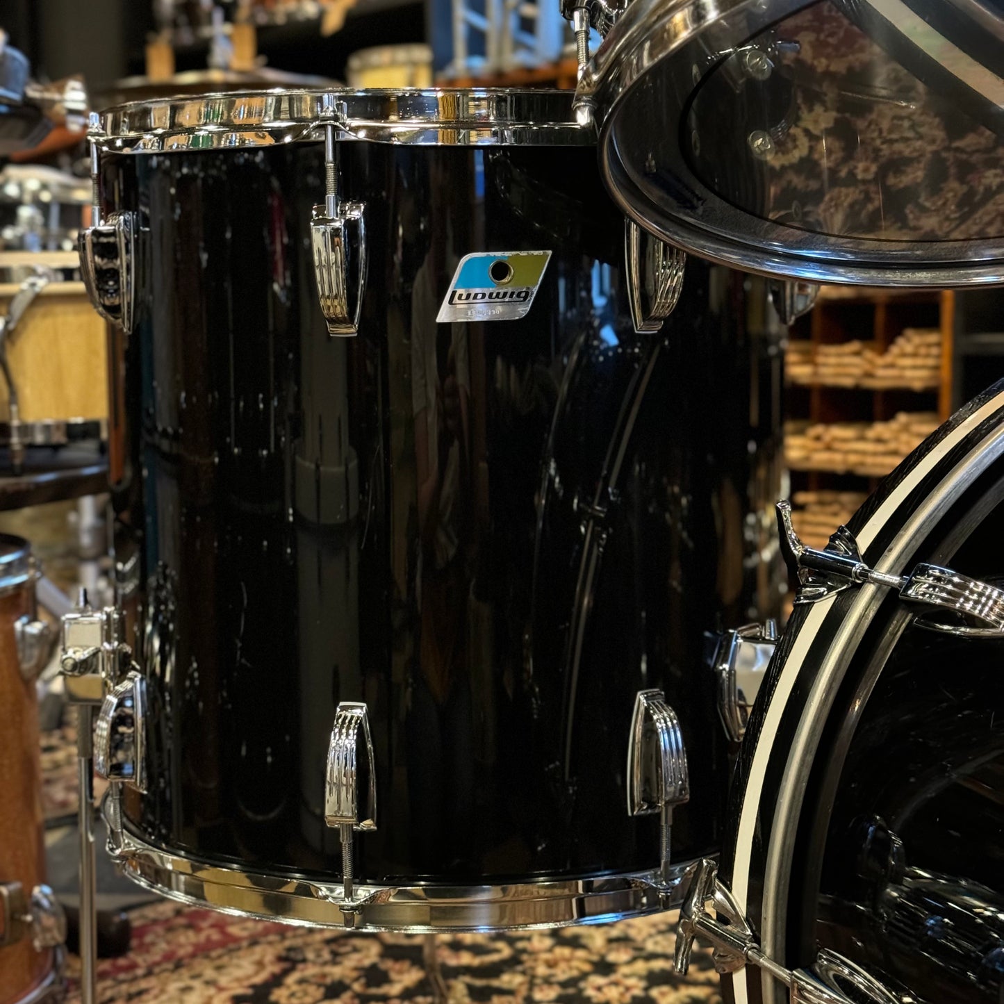 VINTAGE 1976 Ludwig Vistalite in Black w/ Matching LM400 Supraphonic - 14x22, 8x12, 9x13, 16x16, 5x14